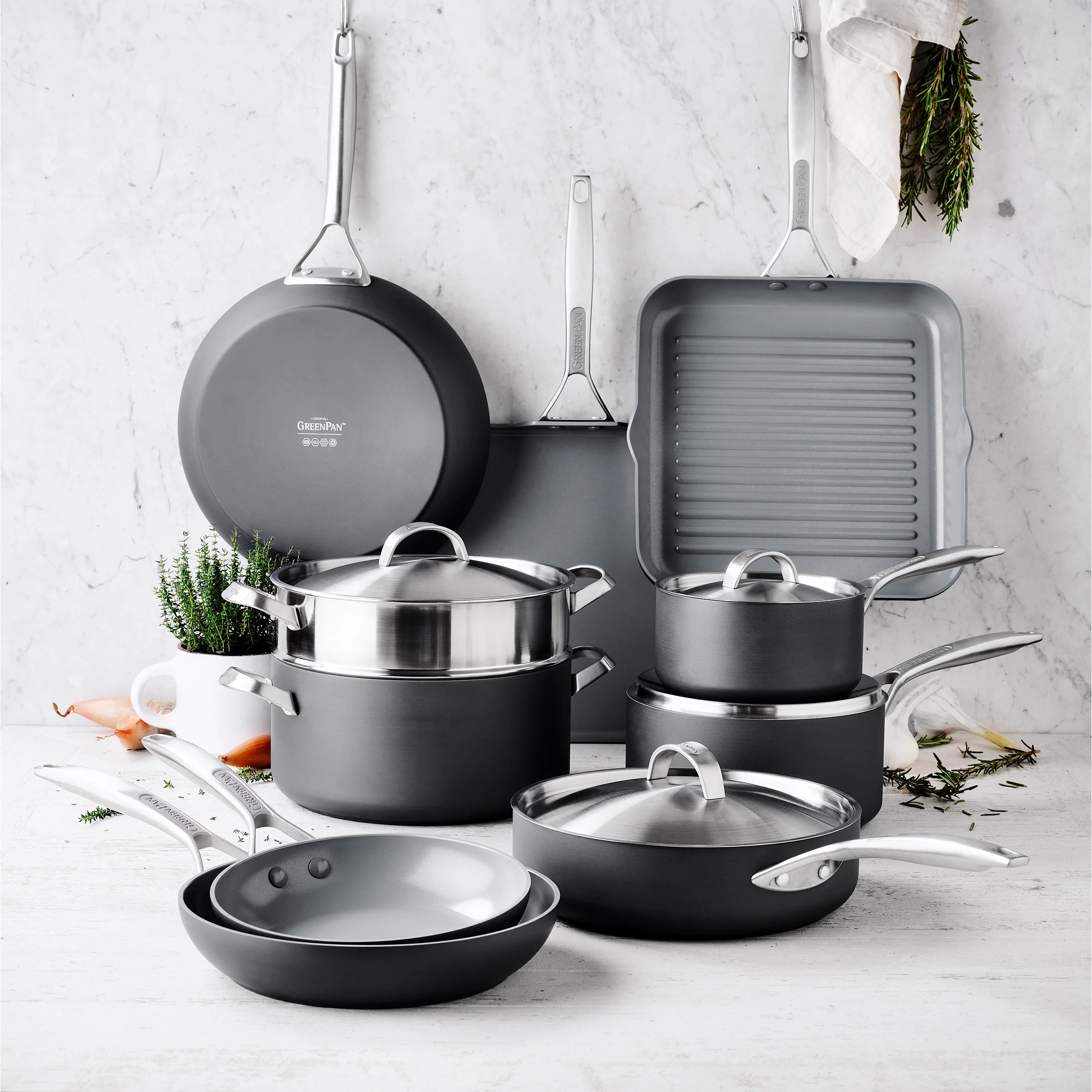 GreenPan Paris Pro 14-piece Non-Stick Cookware Set | Costco