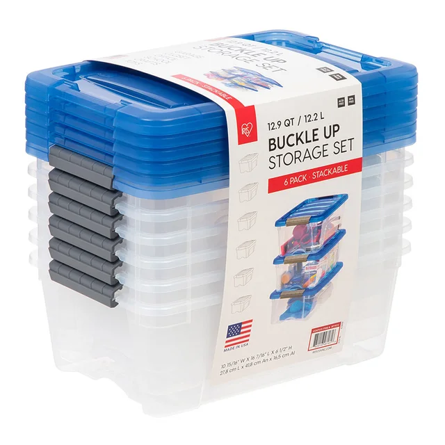 IRIS 12.9QT Buckle Up Storage, 6-pack, Blue