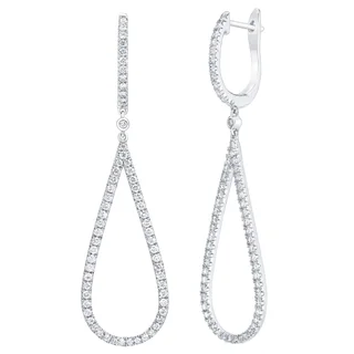 14KT WHITE GOLD VS2 I 1.00CTW ROUND DIAMOND DANGLE EARRINGS