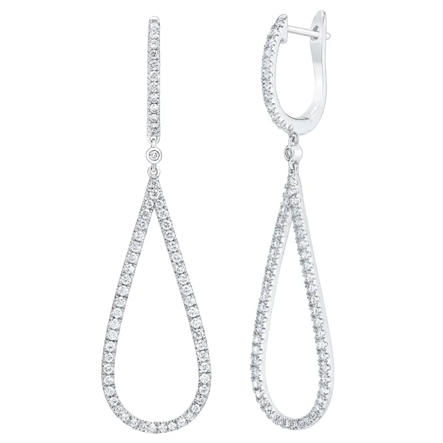 14KT WHITE GOLD VS2 I 1.00CTW ROUND DIAMOND DANGLE EARRINGS