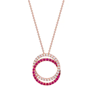 14KT ROSE GOLD .41CTW VS2, I DIAMOND AND 1.8MM RUBY PENDANT