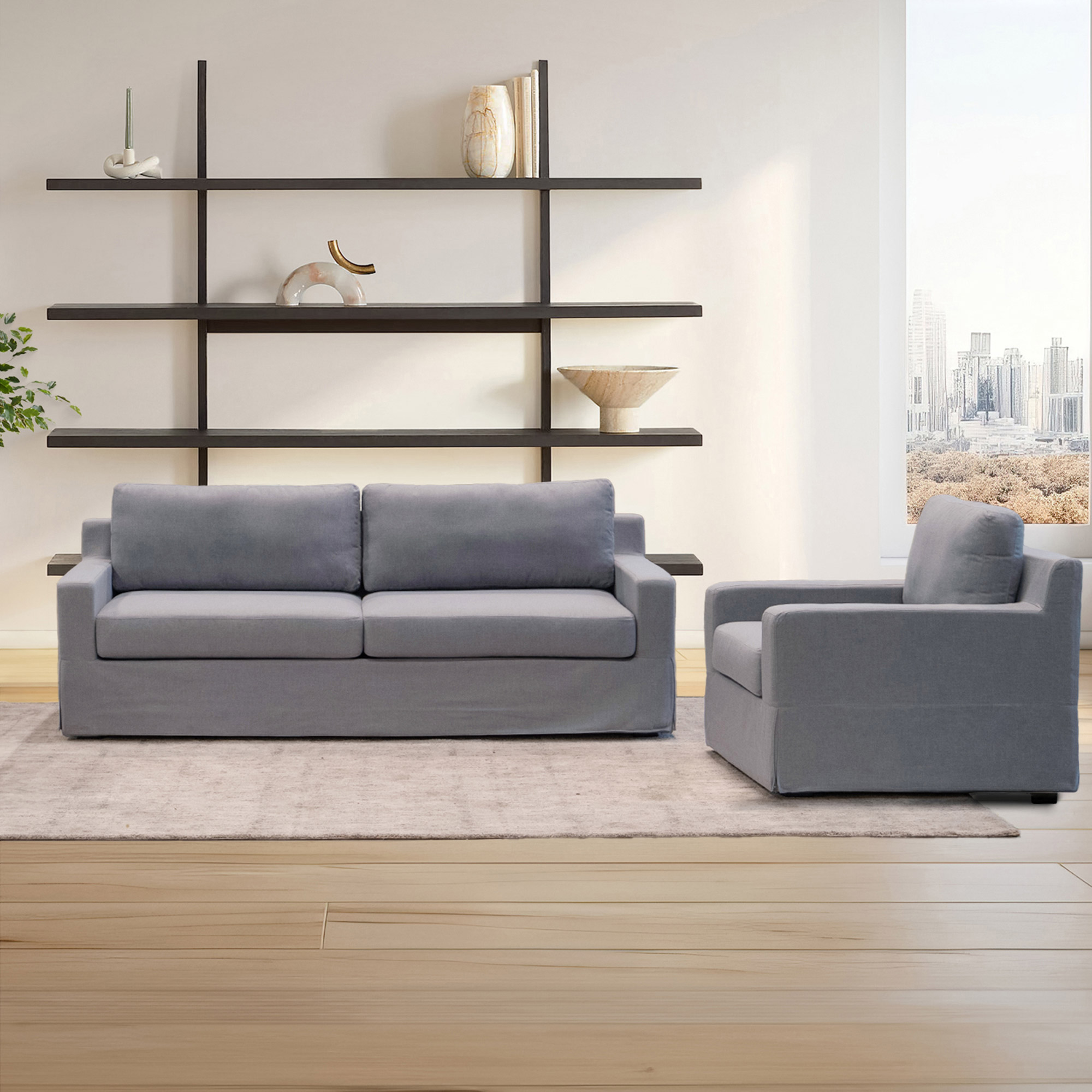 Rosalina Fabric Slipcover 2-piece Set  Sofa and Chair