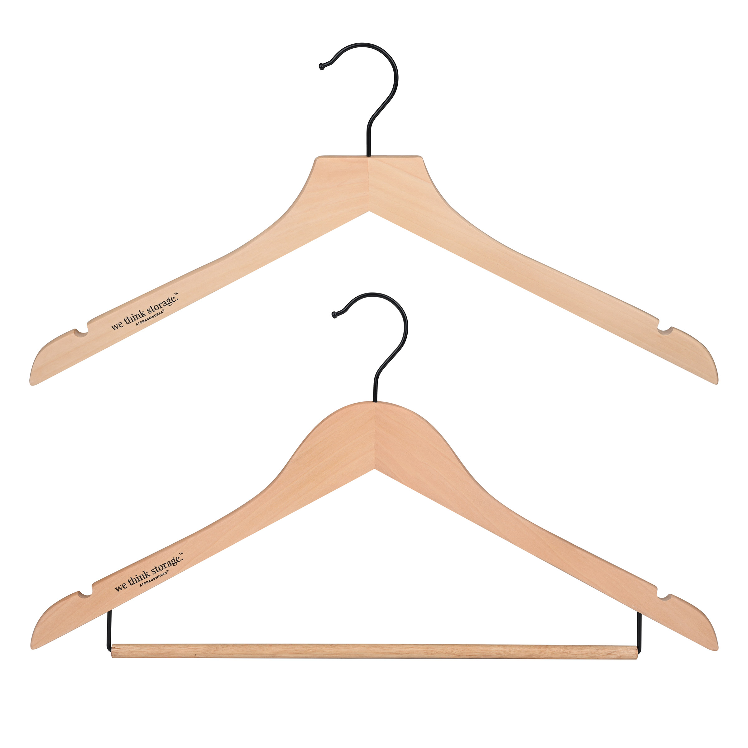 WeThinkStorage Premium Slim Wood Hangers 30-count Combo Pack