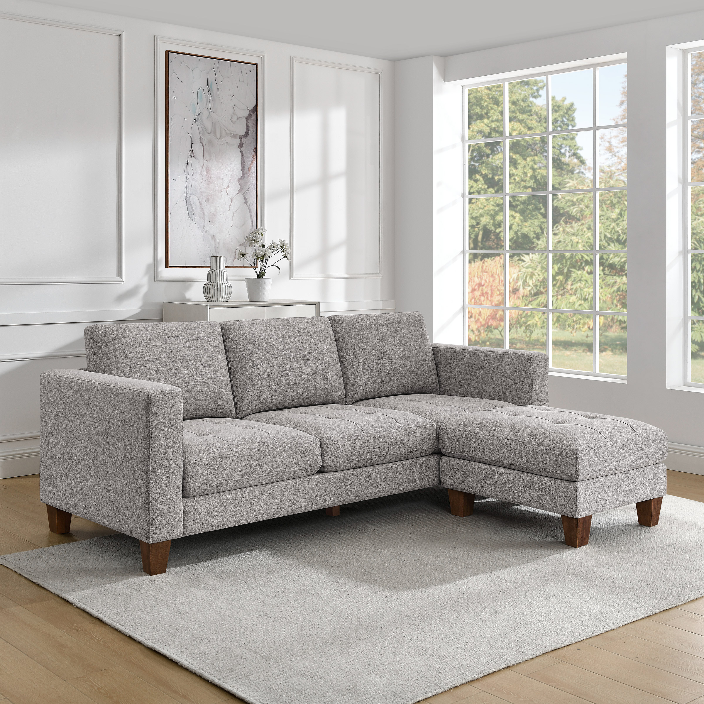 Thomasville Fabric Sofa with Ottoman