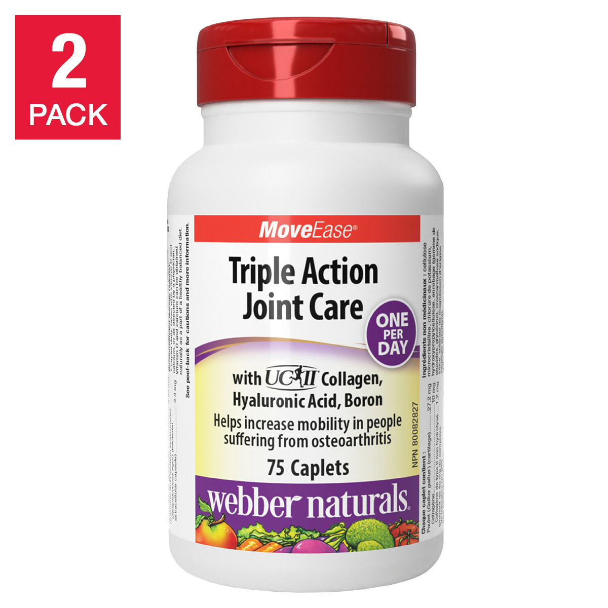 webber naturals Triple Action Joint Care - 75 caplets, 2-pack