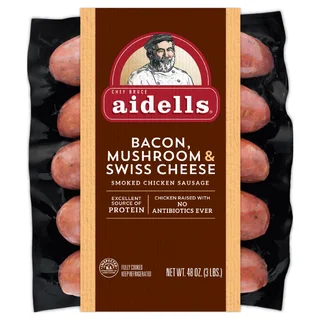 Aidells Bacon Mushroom Swiss Chicken Sausage, 48 oz, 15-count