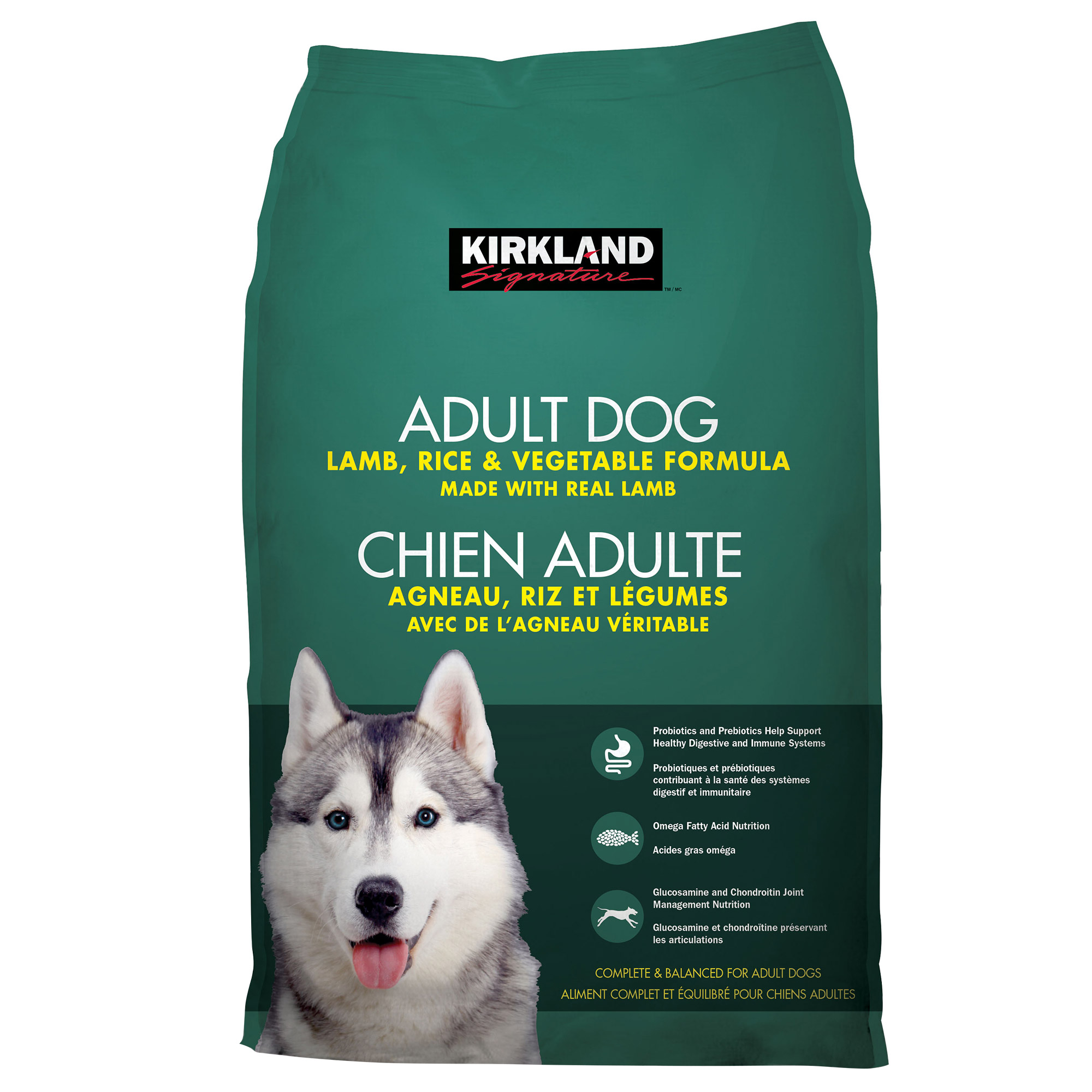 Kirkland Signature – Nourriture pour chien adulte agneau, riz et légumes, 18,14 kg (40 lb.)