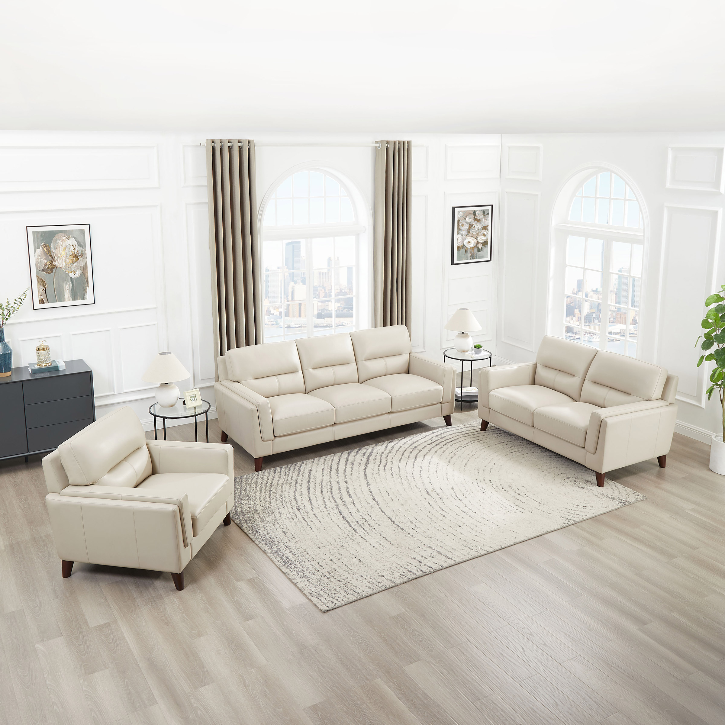 Prospera Home Tampa 3-piece Top Grain Leather Living Room Set