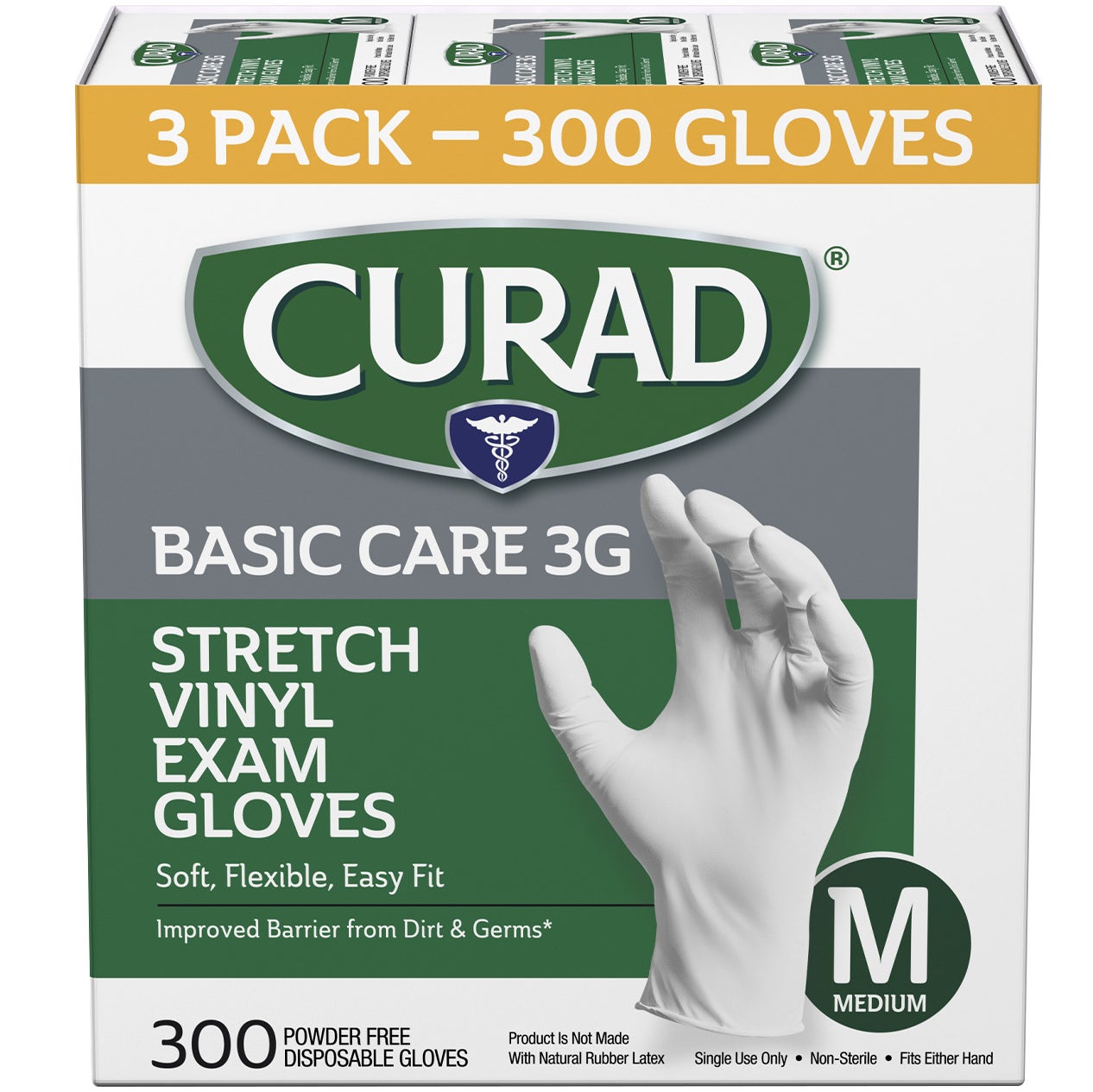 Curad Basic Care 3G Vinyl Exam Gloves, Medium, 300 ct | Costco