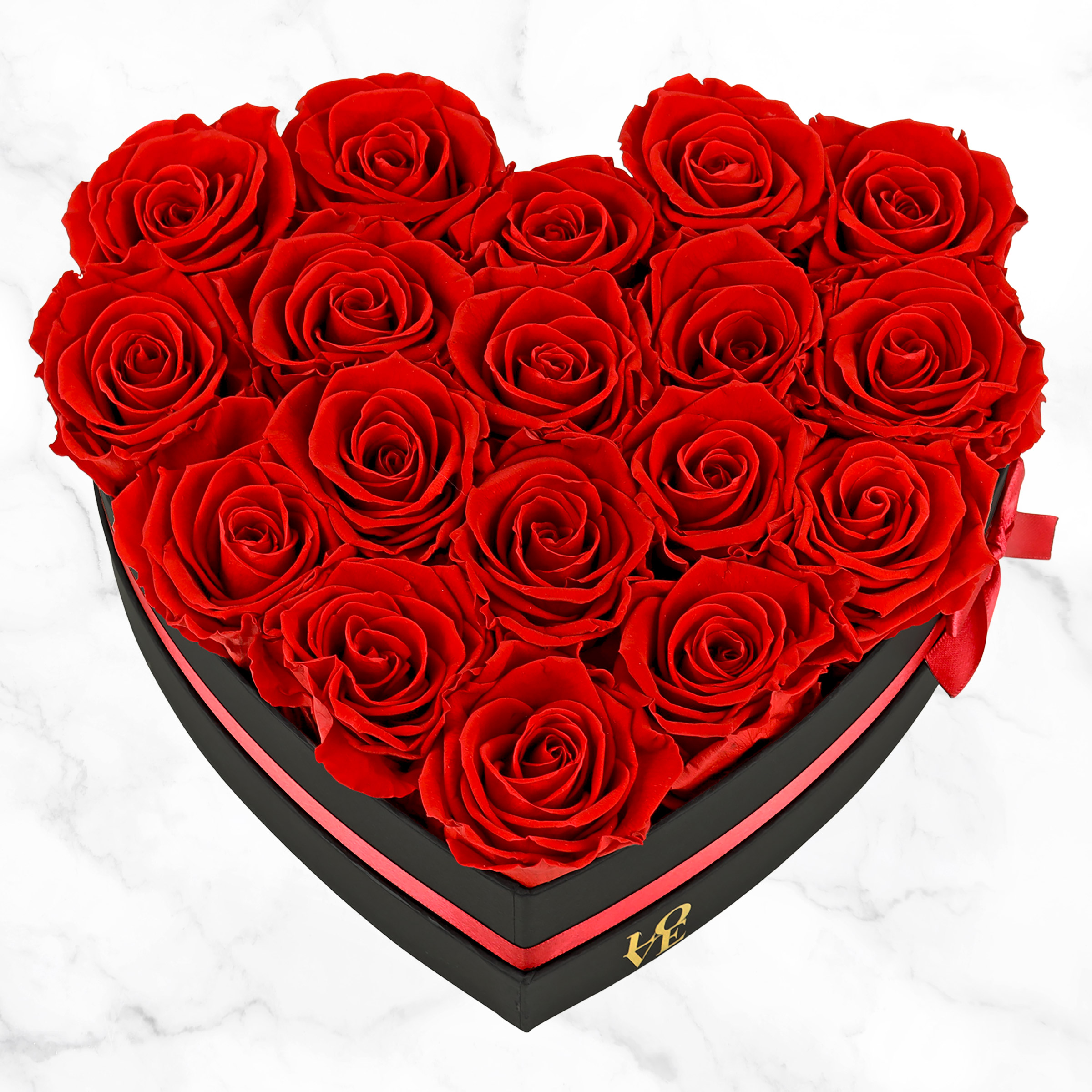 Pre-order Red Forever Roses with Black Box  18-stems