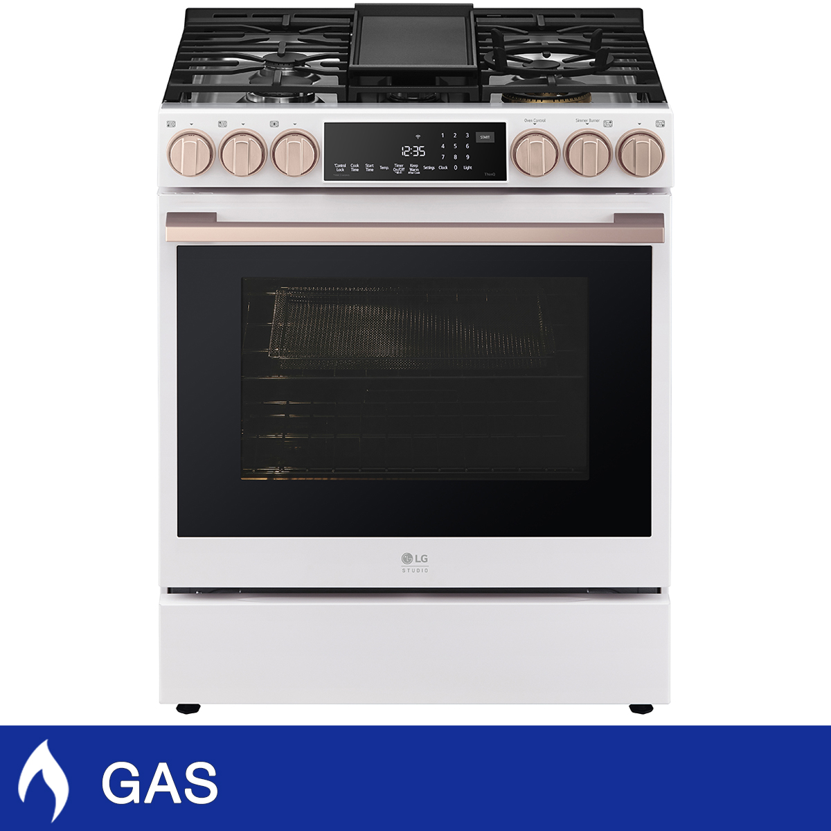 LG STUDIO 30 in. 6.3 cu. ft. Essence White  InstaView Slide-in Gas Convection Range with Air Fry
