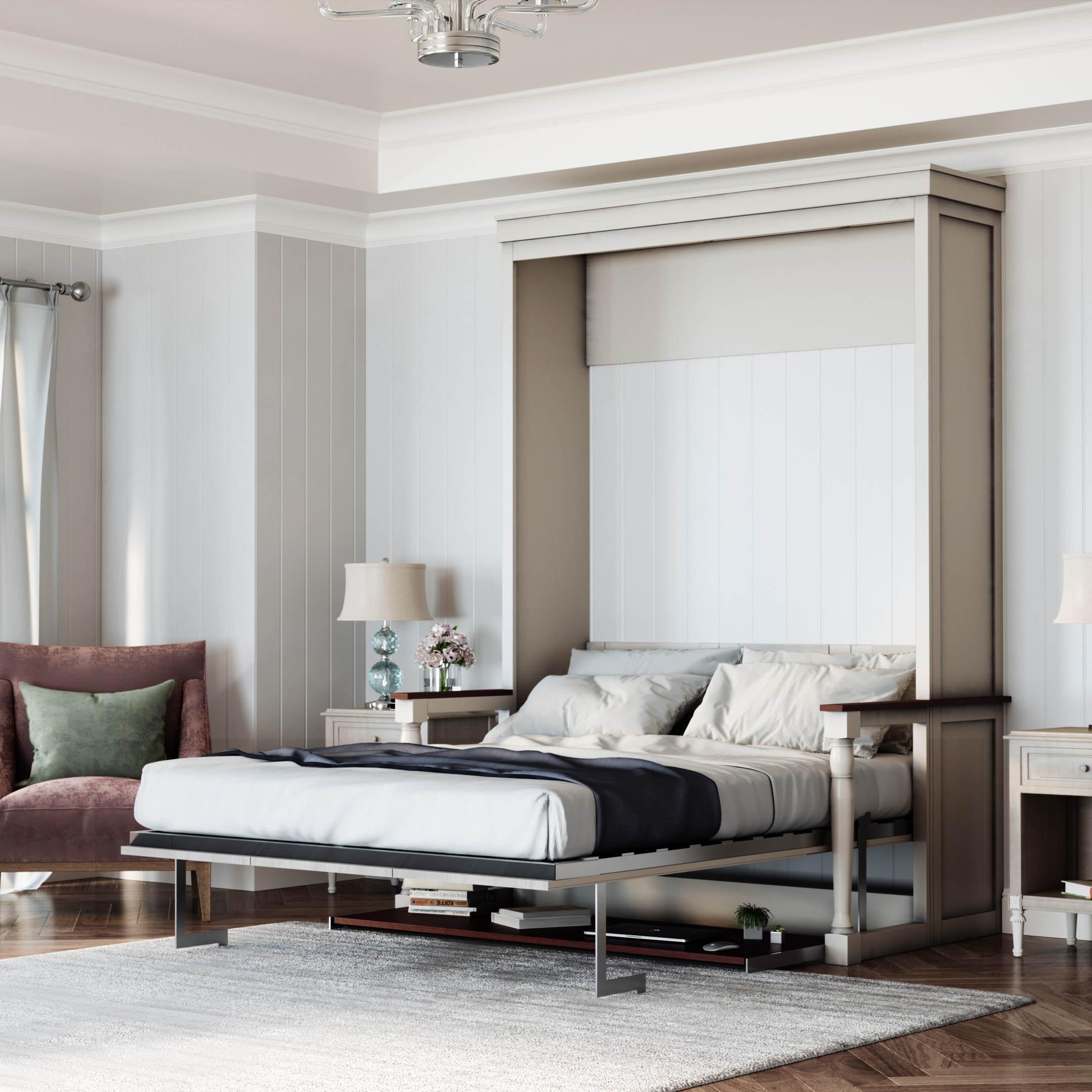 Perth Queen Portrait Wall Bed with Desk