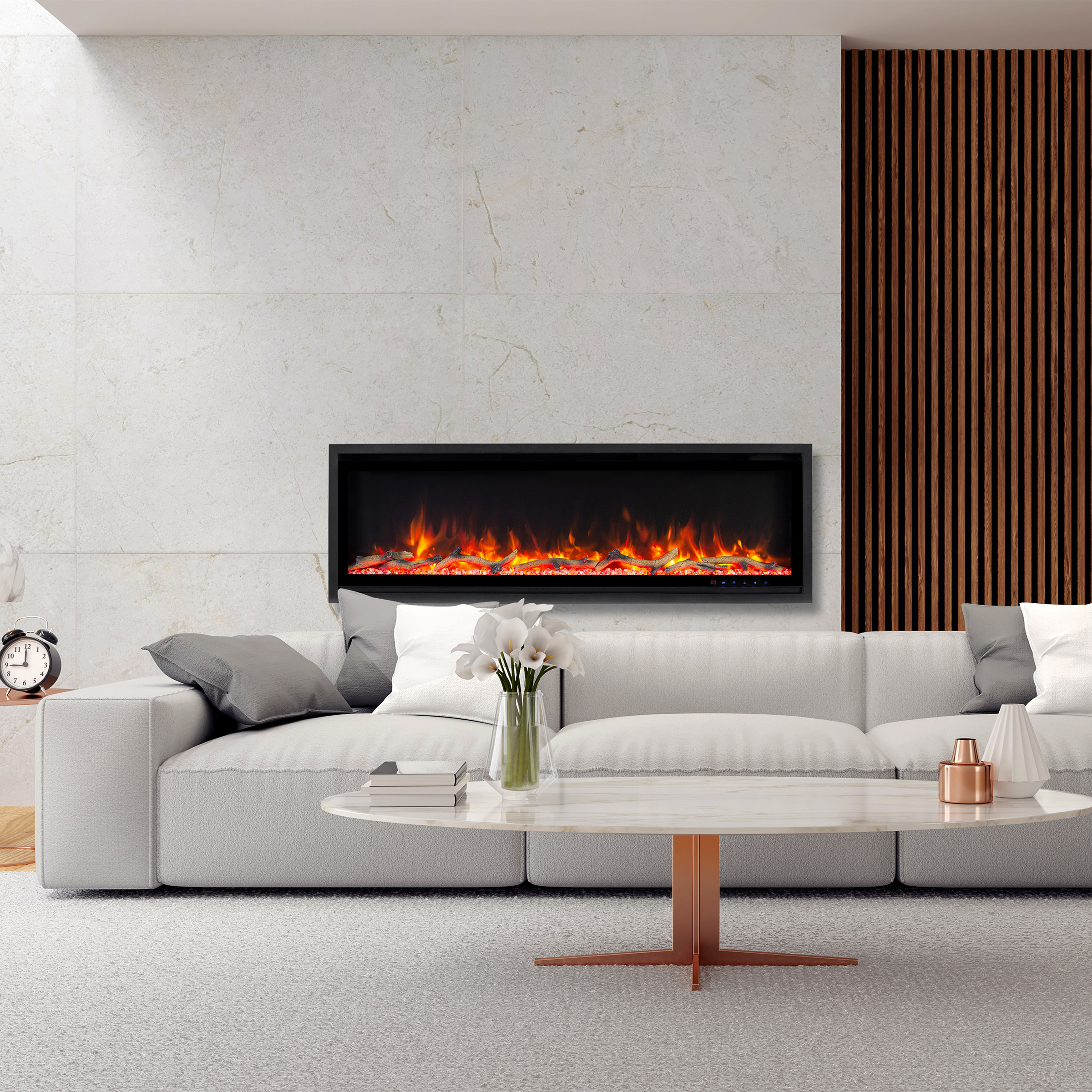 Paramount Kennedy II 139.7 cm (55 in.) Wall Mounted Electric Fireplace