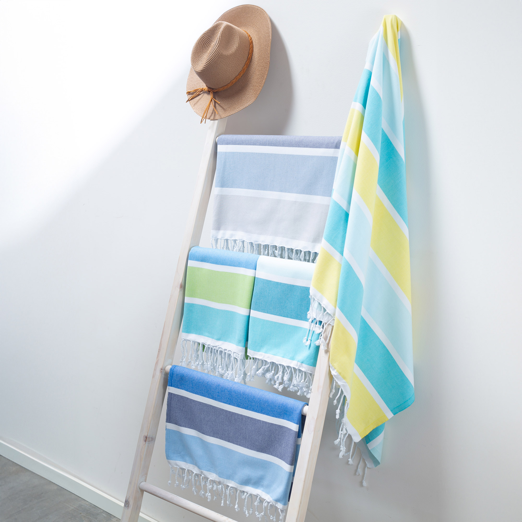Turkish Towel Company Caribbean Summer Stripe Peshtemal Towel, 2-piece