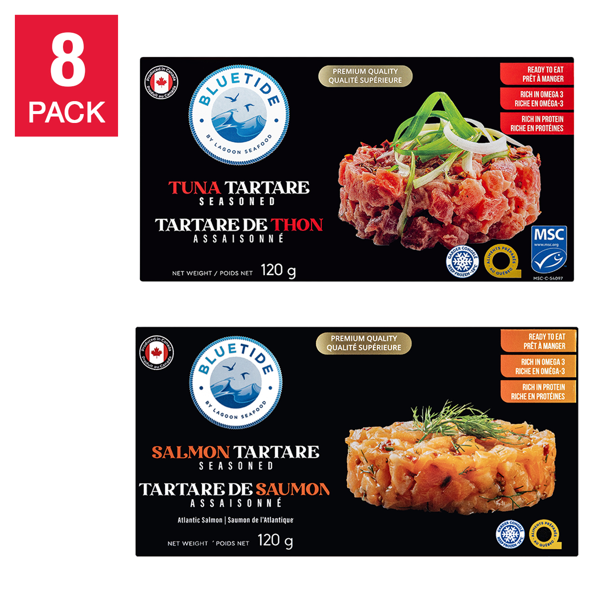 Blue Tide Tuna and Salmon Tartare Bundle, 16 × 120 g
