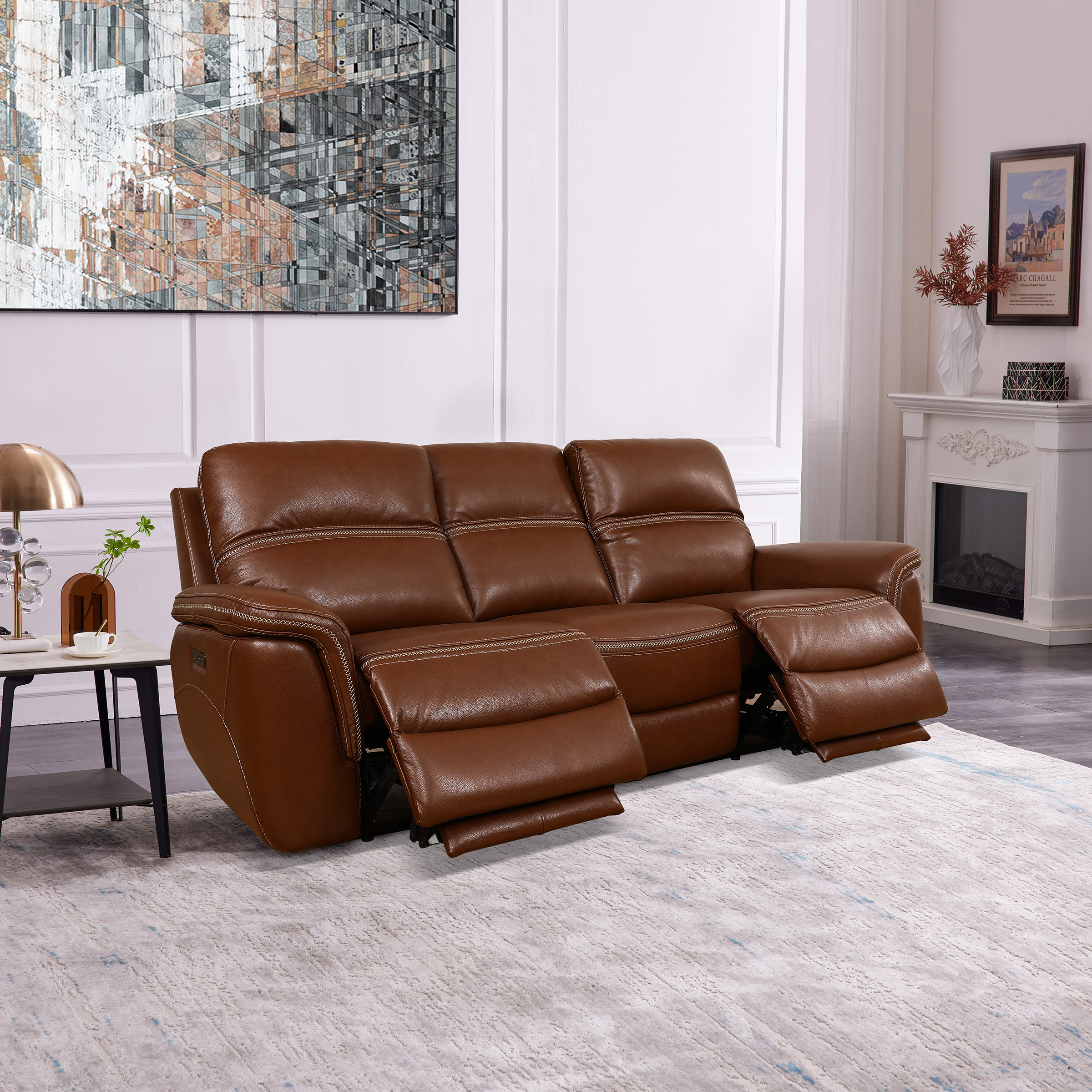 Oliver Leather Power Reclining Sofa with Power Headrests