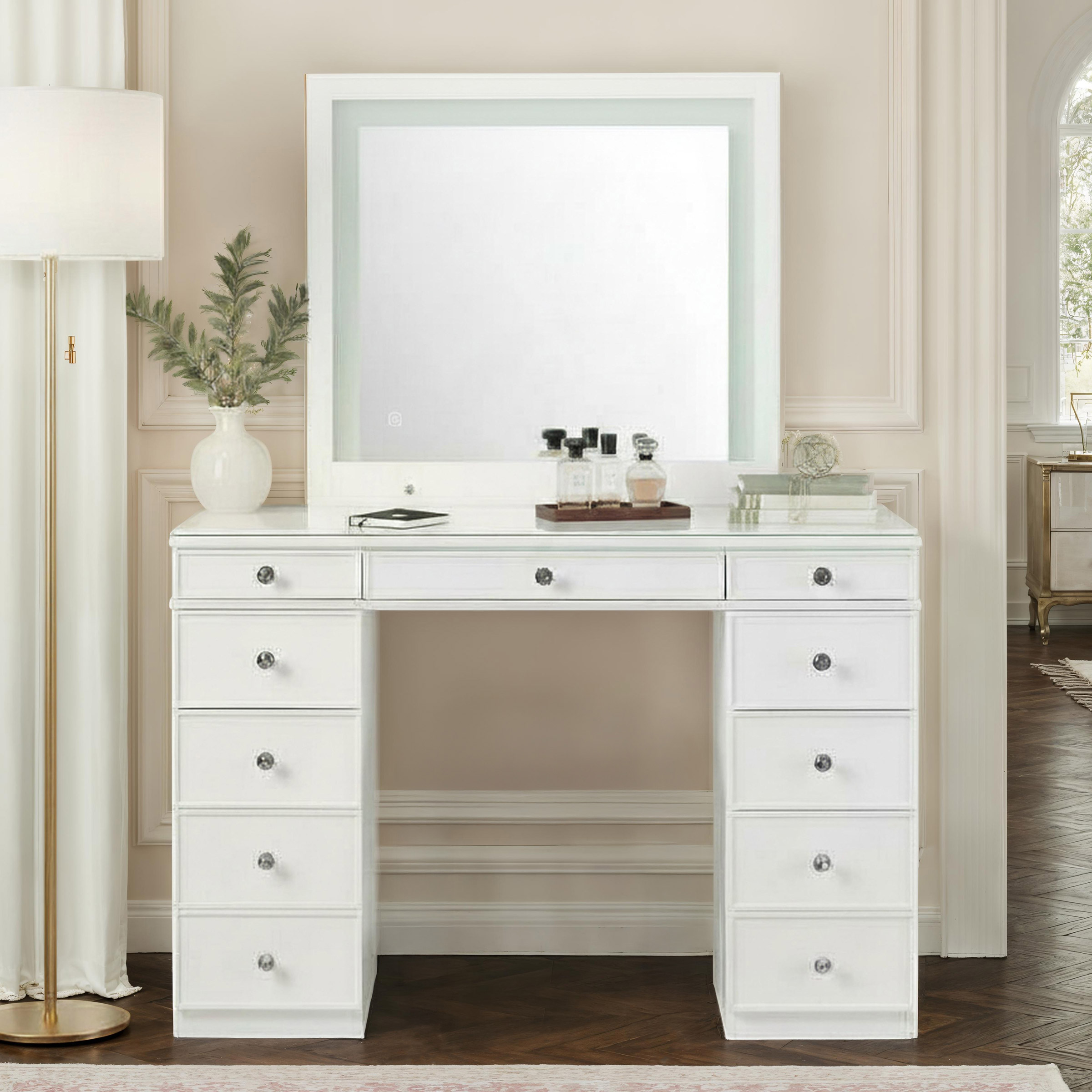 Tresanti Kathryn Vanity Table with Adjustable LED Lighted Mirror