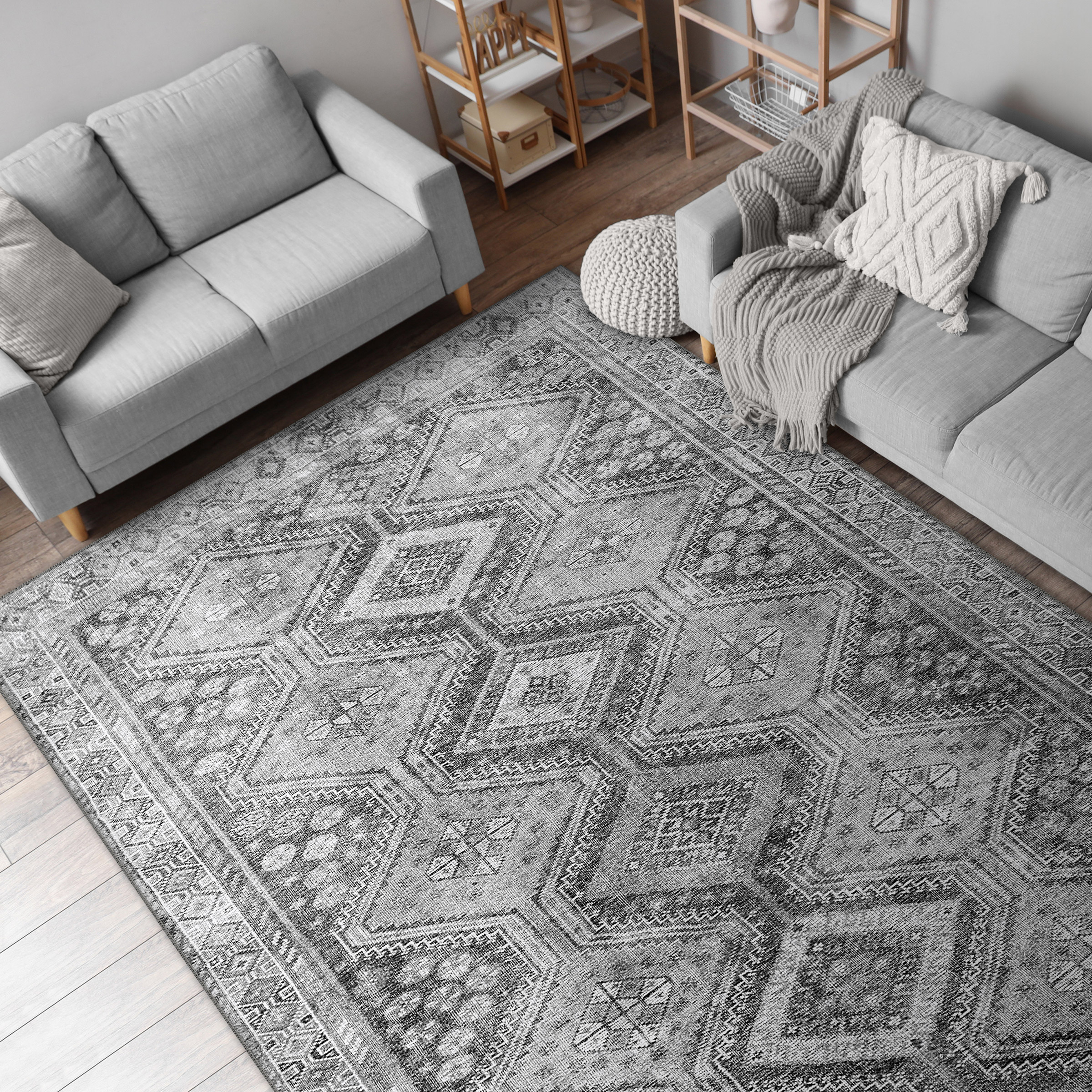 Apache Chenille Area Rug  Theodora Gray  6' x 9'