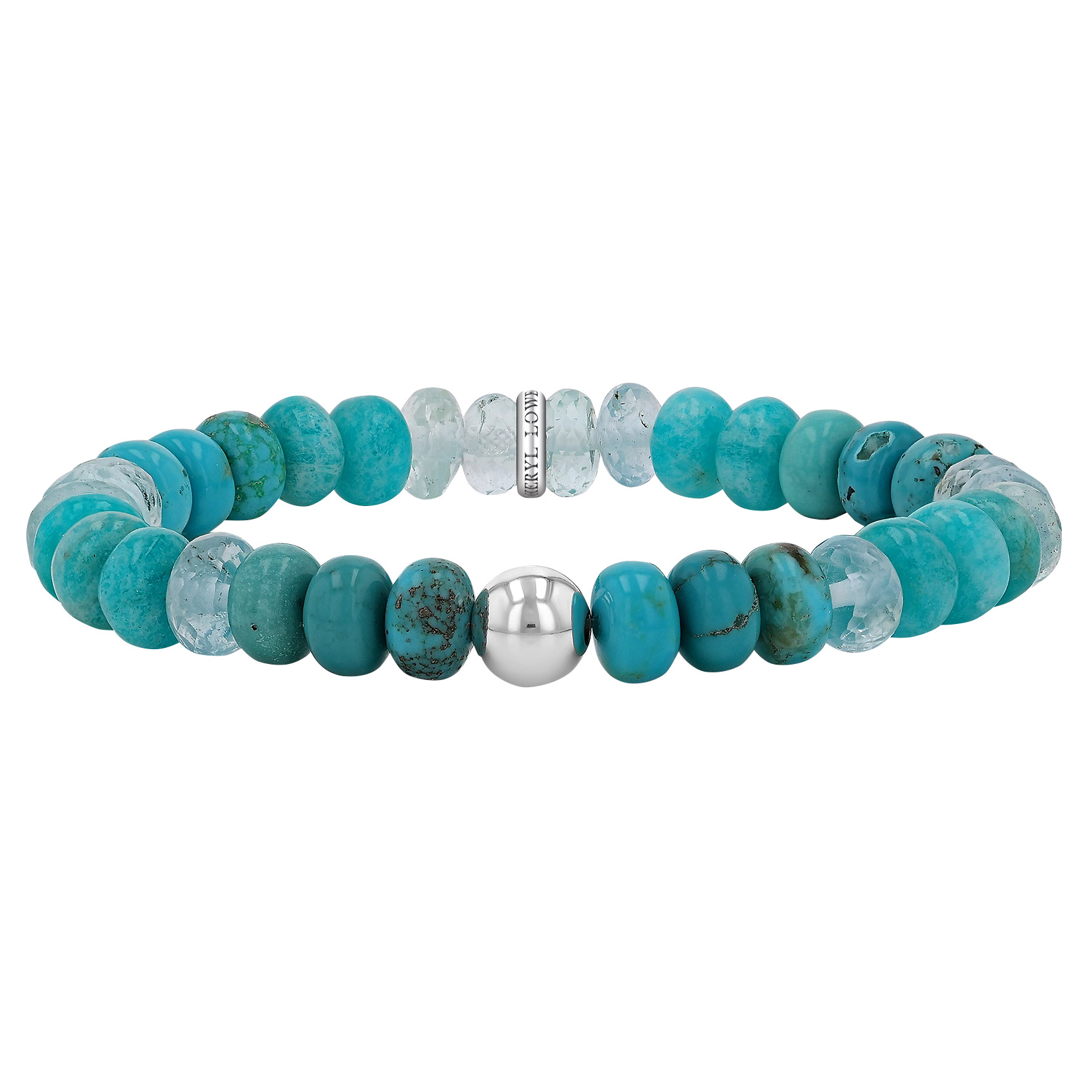 Sheryl Lowe Turquoise Mixed Bead Bracelet w/ Smooth Round Accent Bead