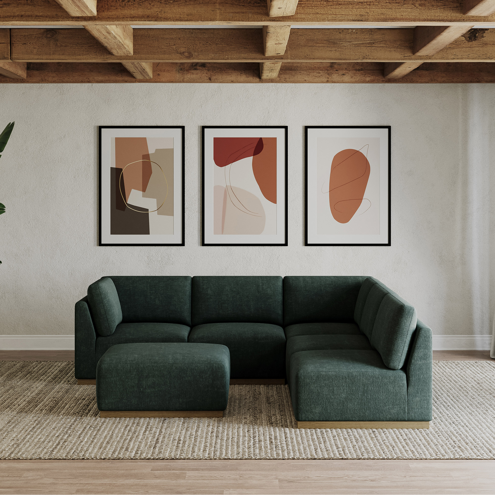 Henredon Murphy Fabric 6-piece Modular Sectional with Ottoman