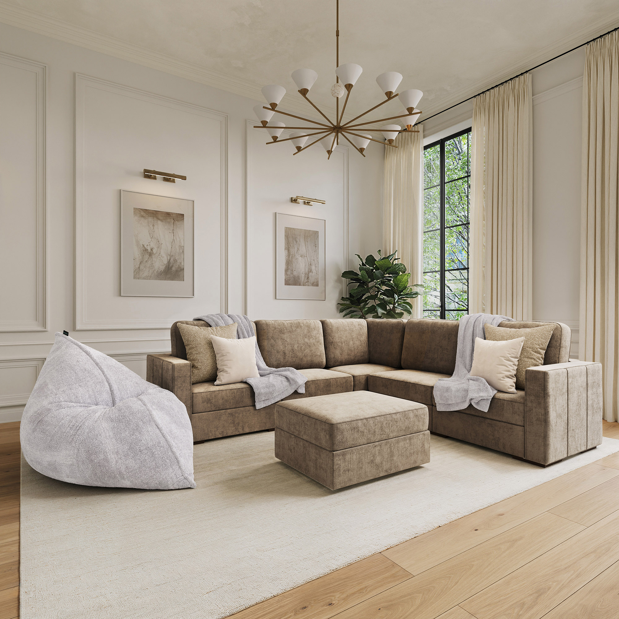 Lovesac Modular Sectional Sofa Bundle 6 Seats/8 Square Sides with Storage