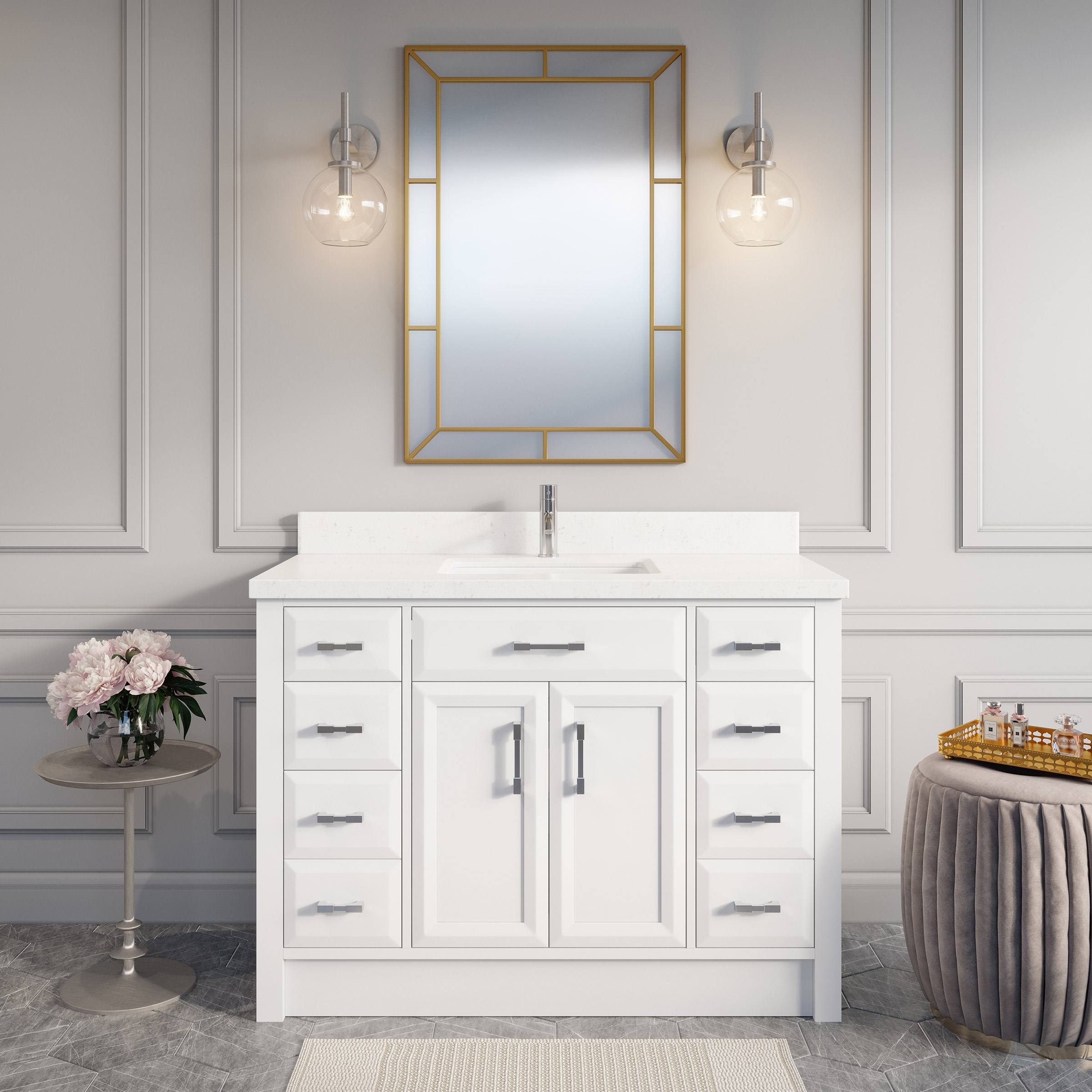 Calais Bath Vanity by Studio Bathe in White | Costco