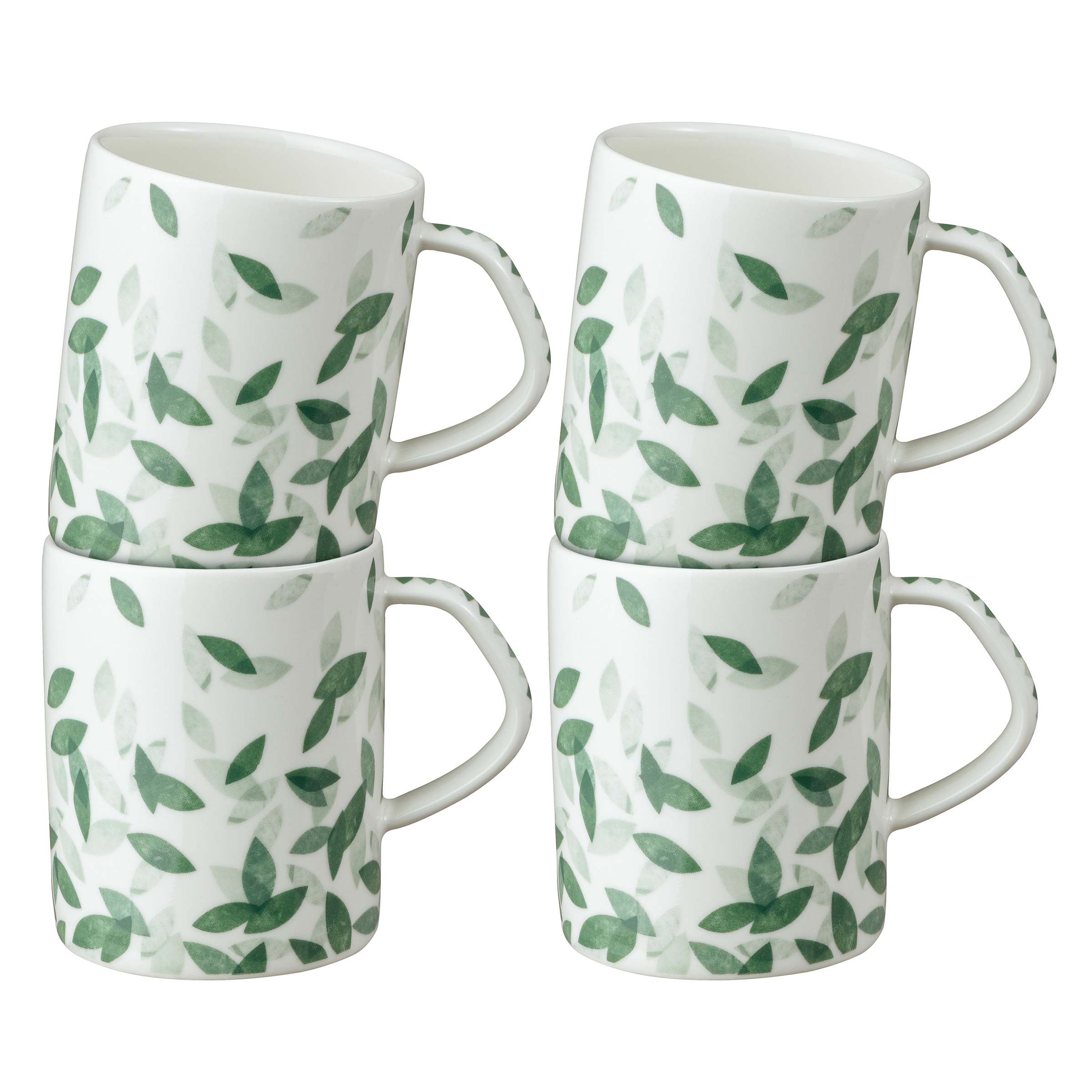 Denby Carved Deco Mugs, 4-pieces