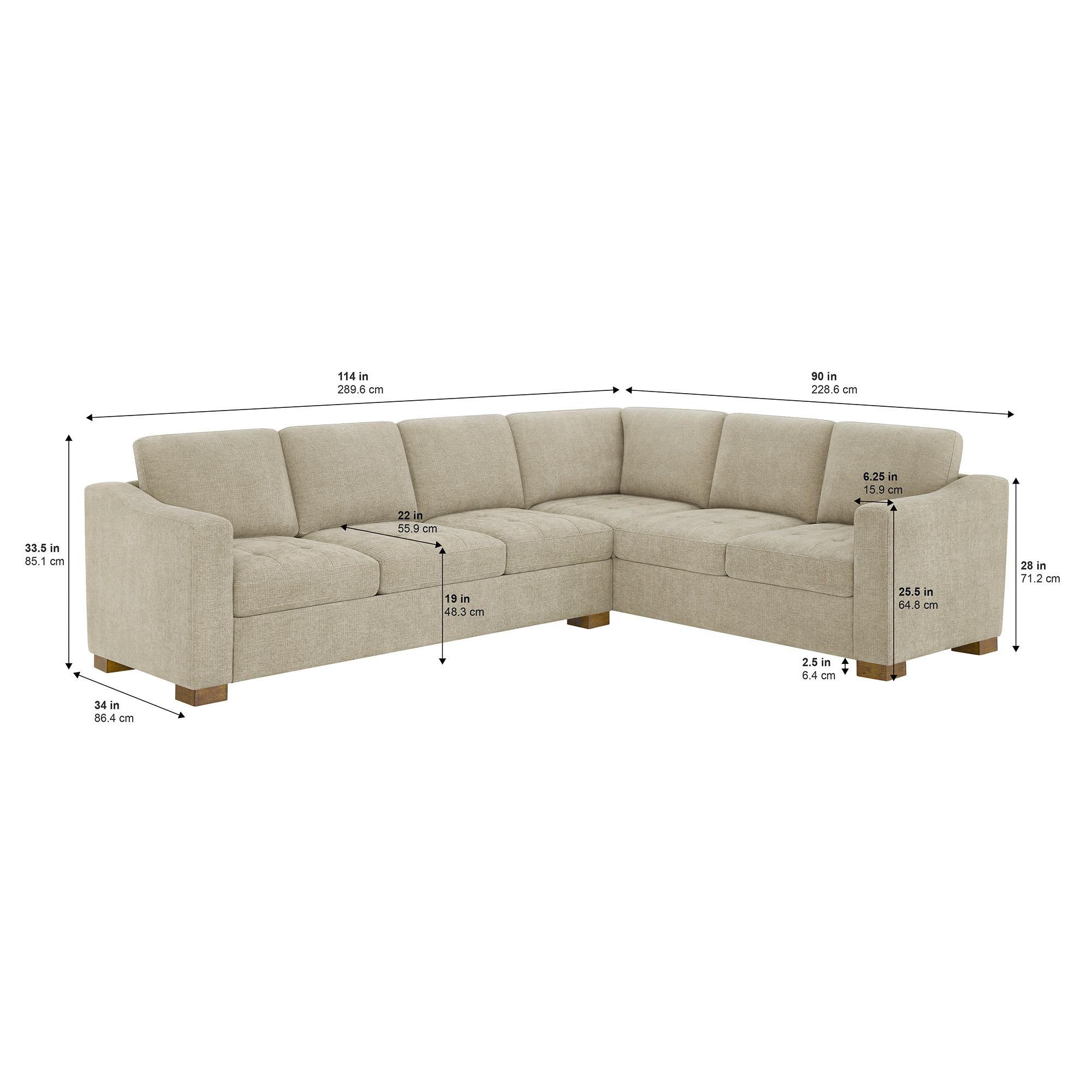 Thomasville Ellsford 2-piece Fabric Sectional, Beige | Costco