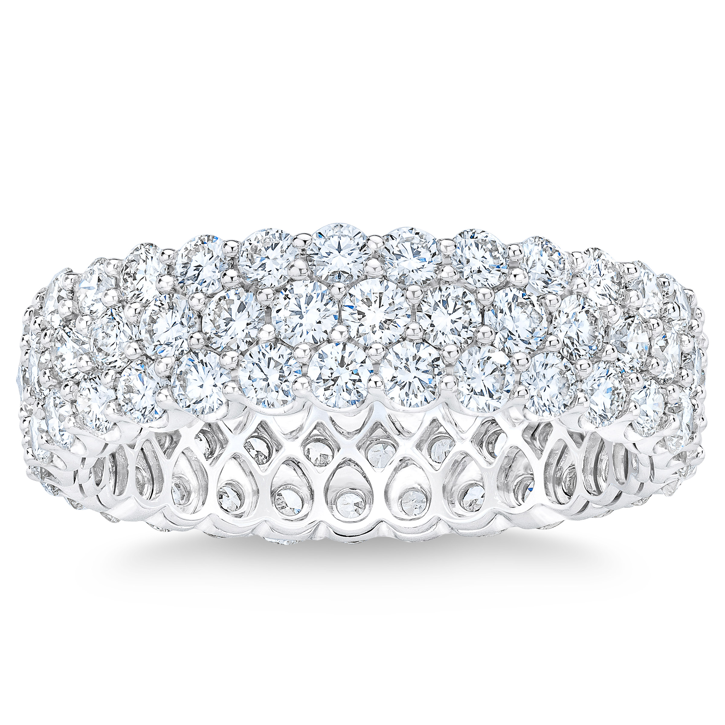 Round Brilliant Three Row Diamond Eternity Band (3.00 ctw)