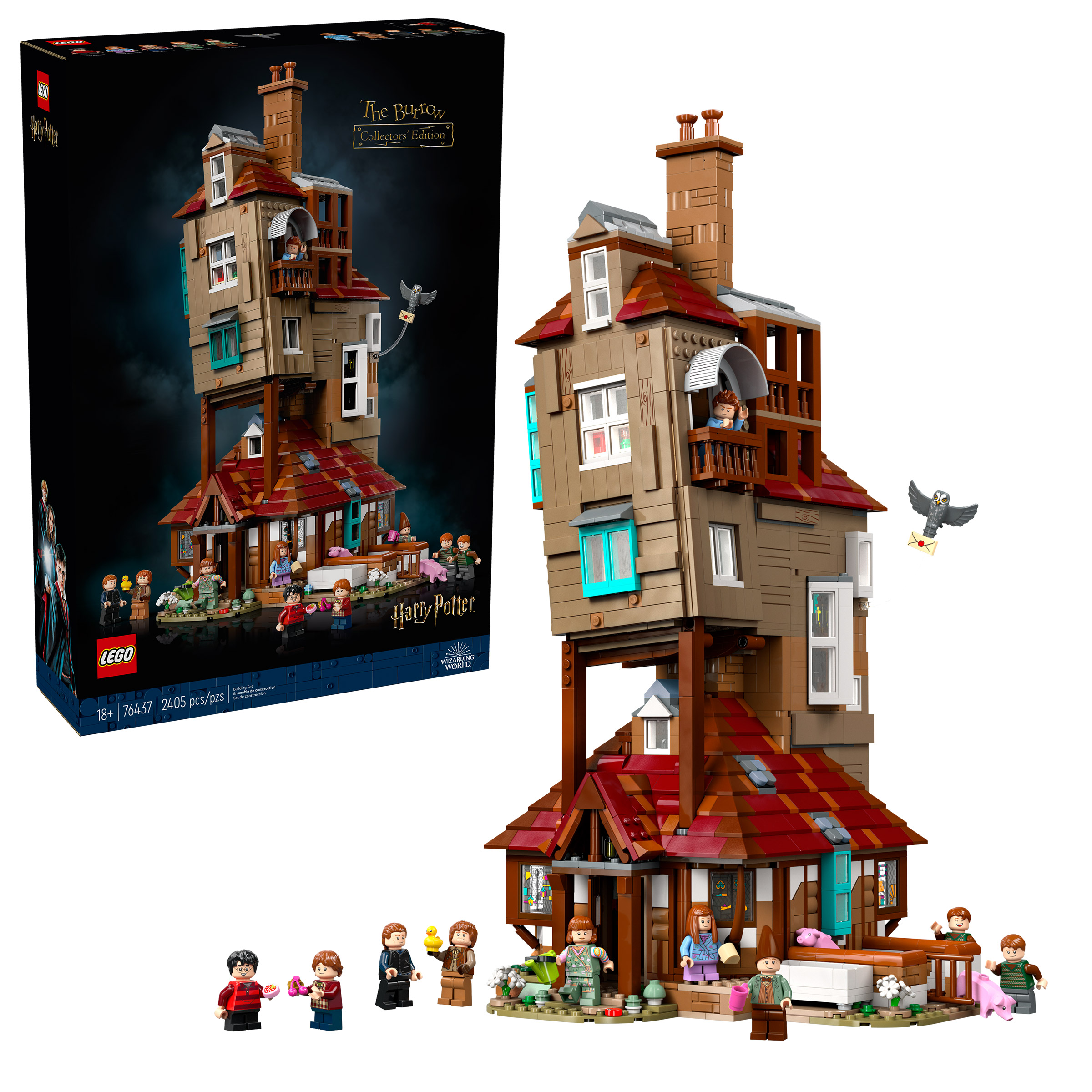 LEGO Harry Potter The Burrow – Collectors’ Edition, Weasley House Building Set 76437 with Bonus LEGO Harry Potter Hogwarts Castle: Flying Lessons 76447