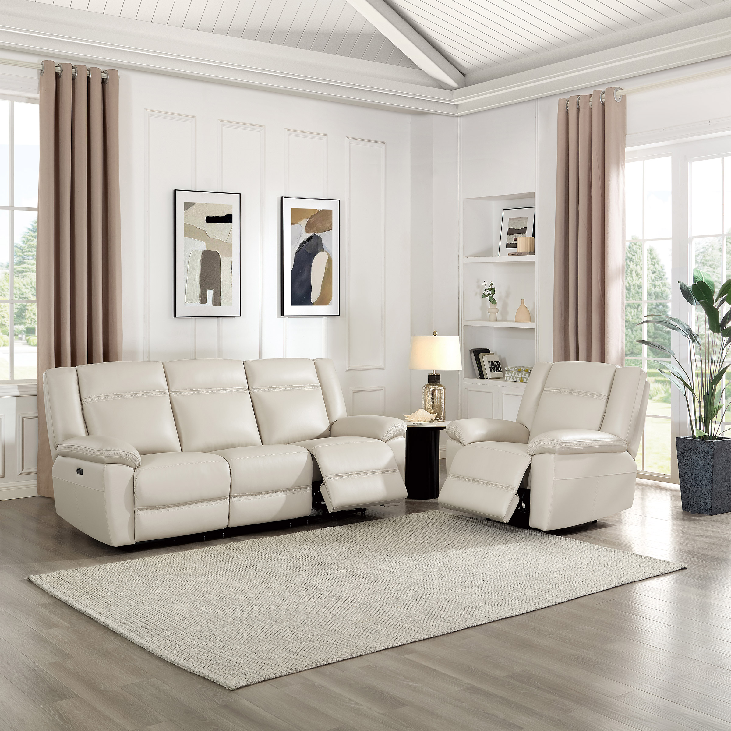 Prospera Home Perry Top grain Leather Power Reclining Sofa and Chair