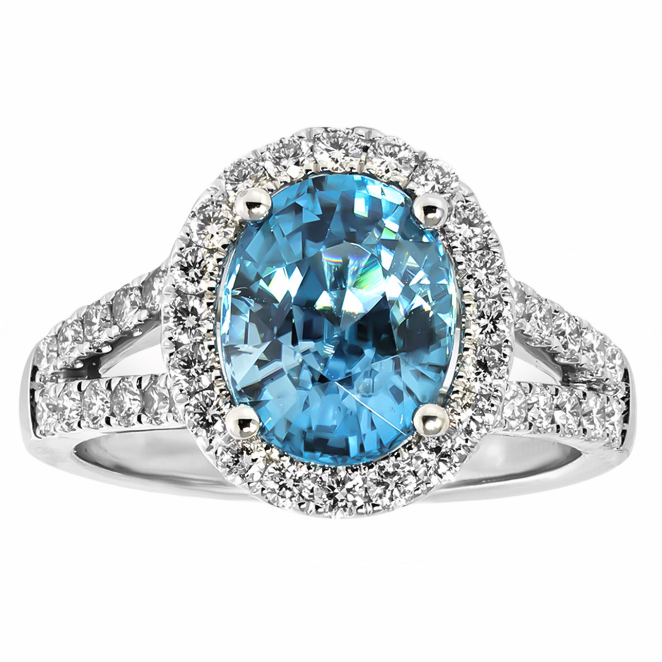 りゅうぼー Blue Zircon and Diamond 18kt White Gold Ring | Costco