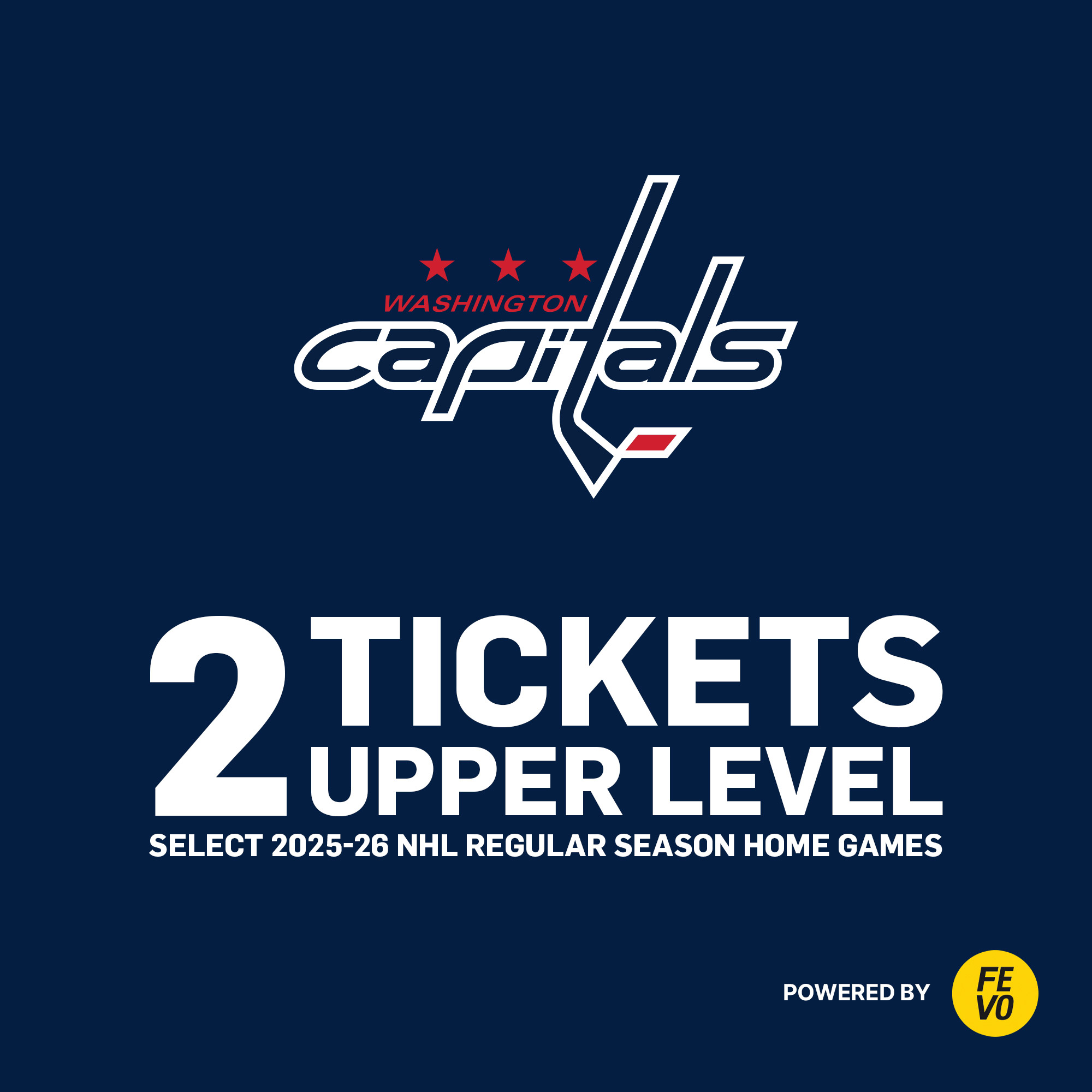 NHL Washington Capitals - Two Upper Level Tickets  eVoucher