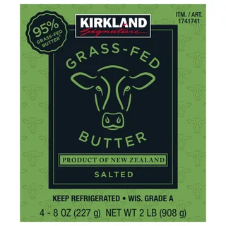 KIRKLAND SIGNATURE GRASS-FED BUTTER SALTED 4/8 OUNCE