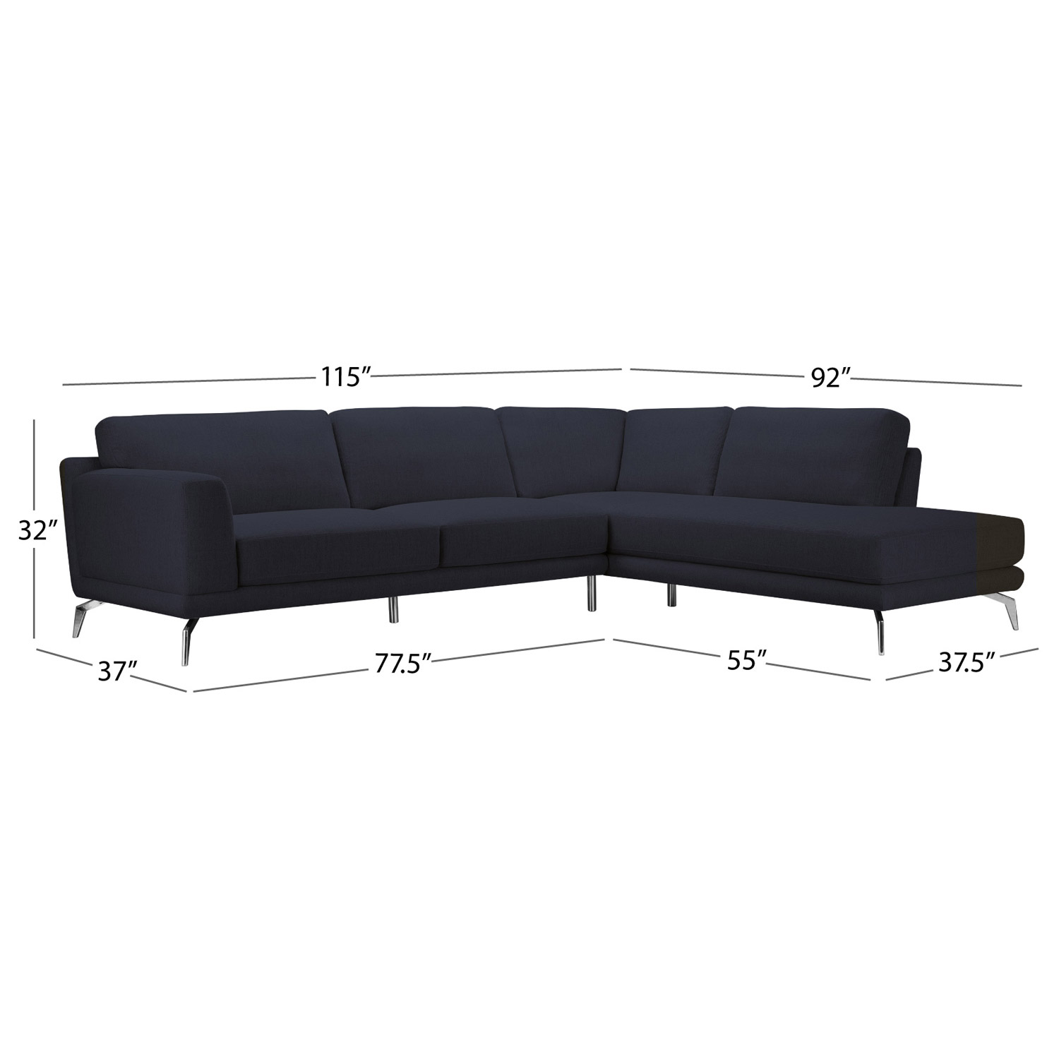 Kyler Fabric Chaise Sectional | Costco