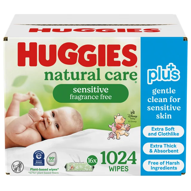 HUGGIES NATURAL CARE PLUS BABY WIPES, 1024CT