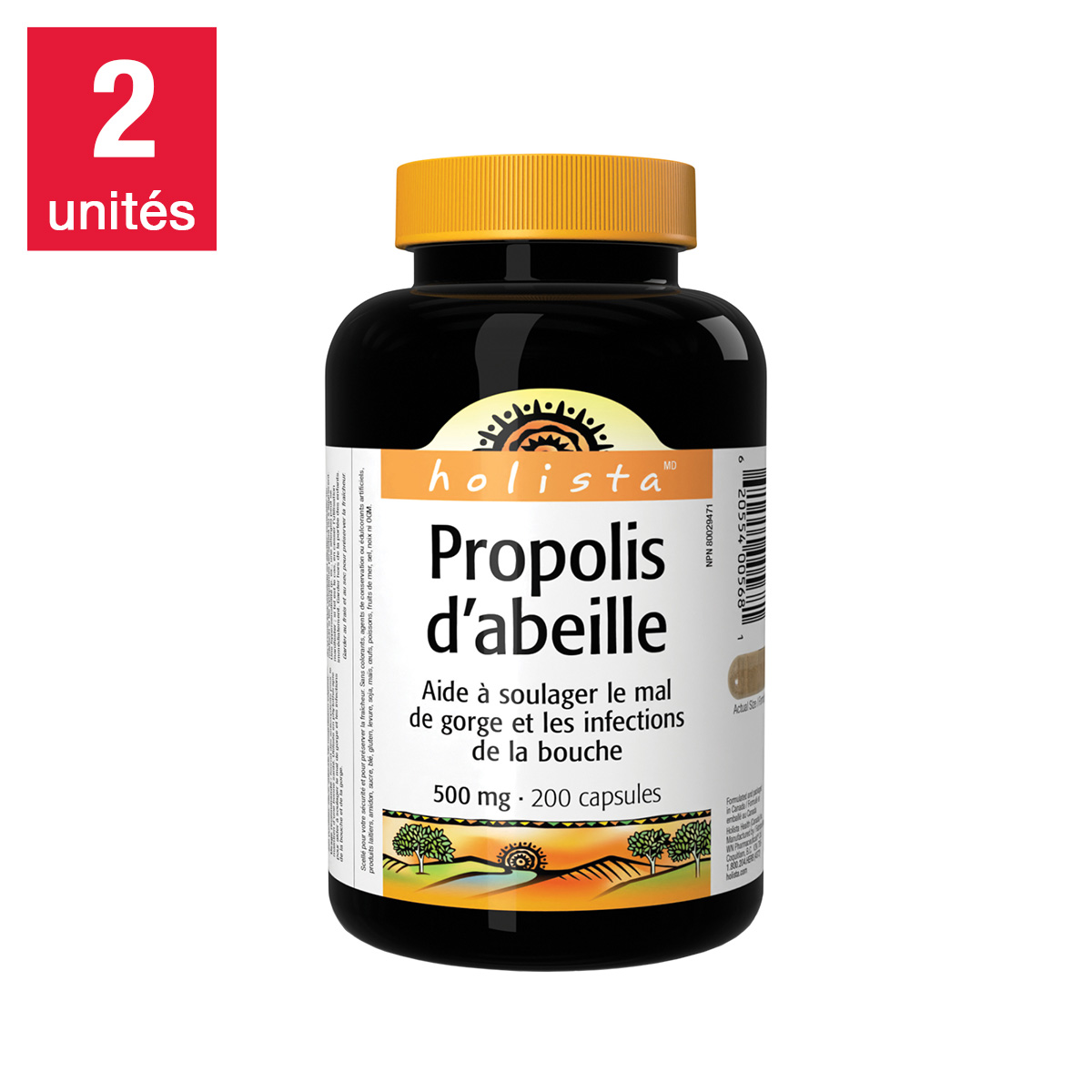 Holista - Propolis d’abeille 500 mg, 2 X 200 capsules