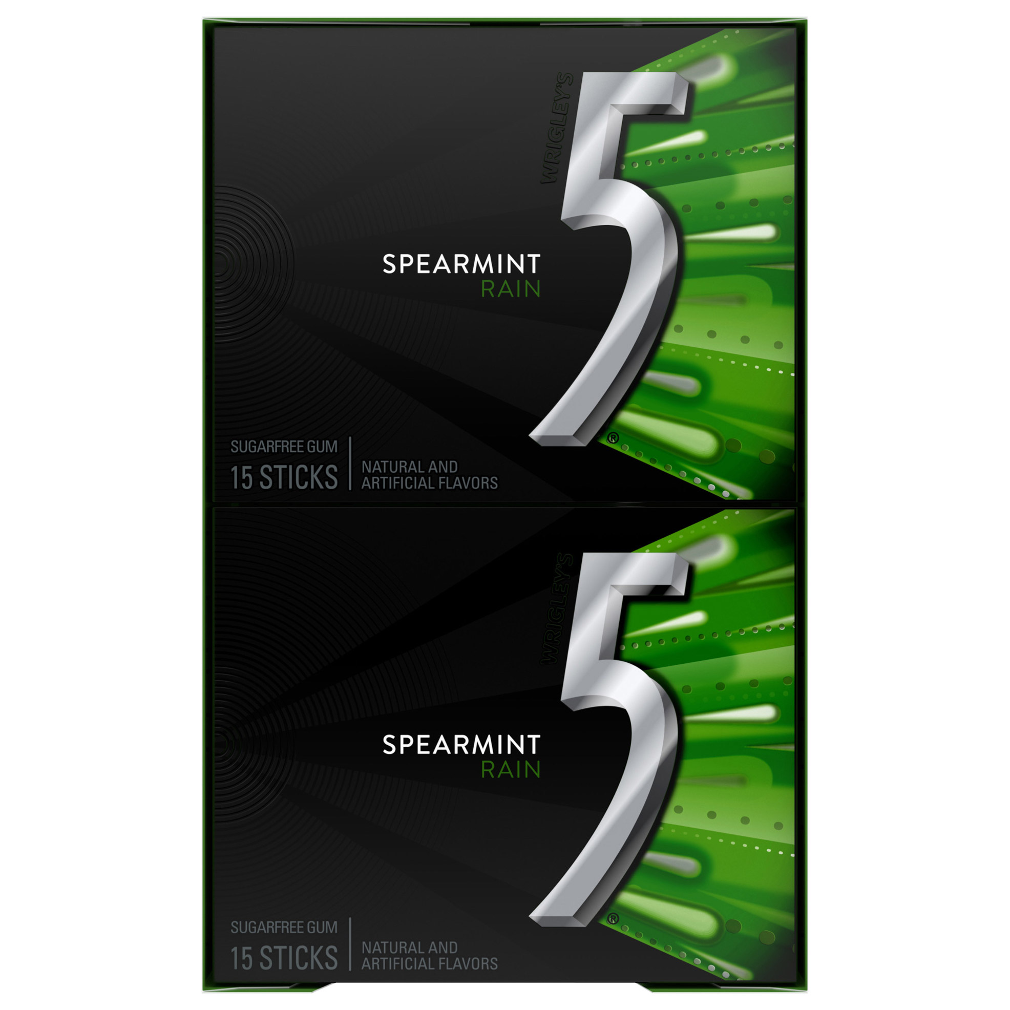 5 Gum Sugar Free Gum  Spearmint Rain Chewing Gum  15 Sticks  10-count