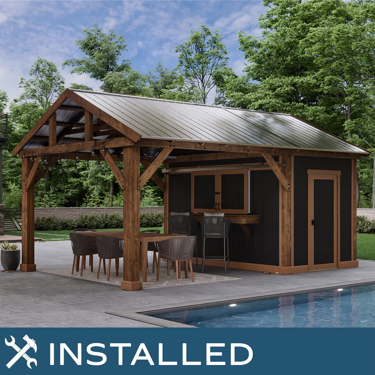 Installed Sheds by Gorilla - Versa 14x19 Bar Shed Pavilion | Costco