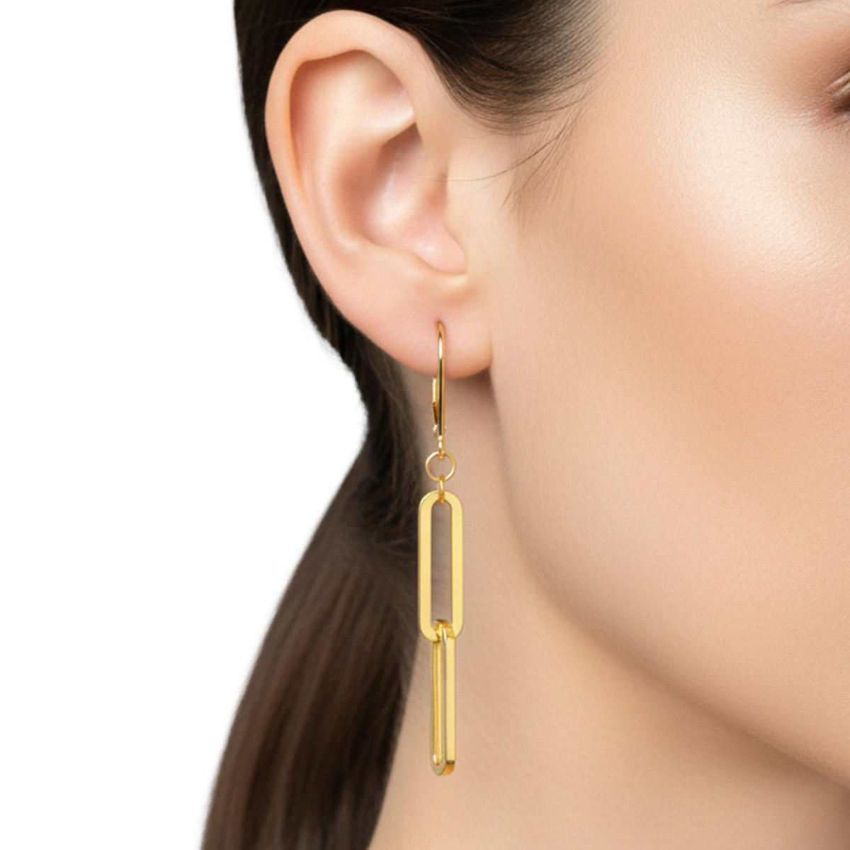 Paperclip Dangle Earrings in 24-kt Yellow Gold | Costco