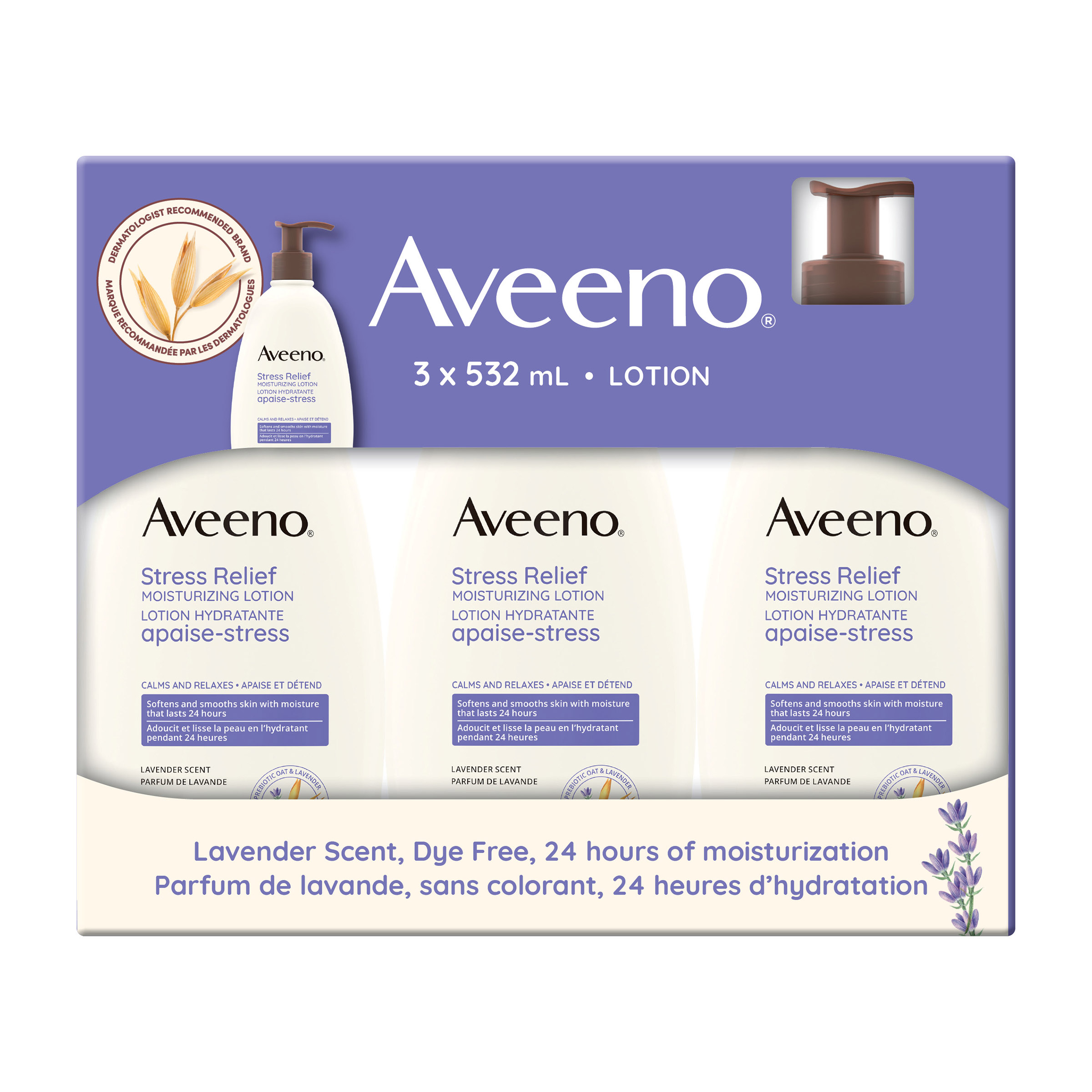 Aveeno Stress Relief Lotion, 3 x 532 mL