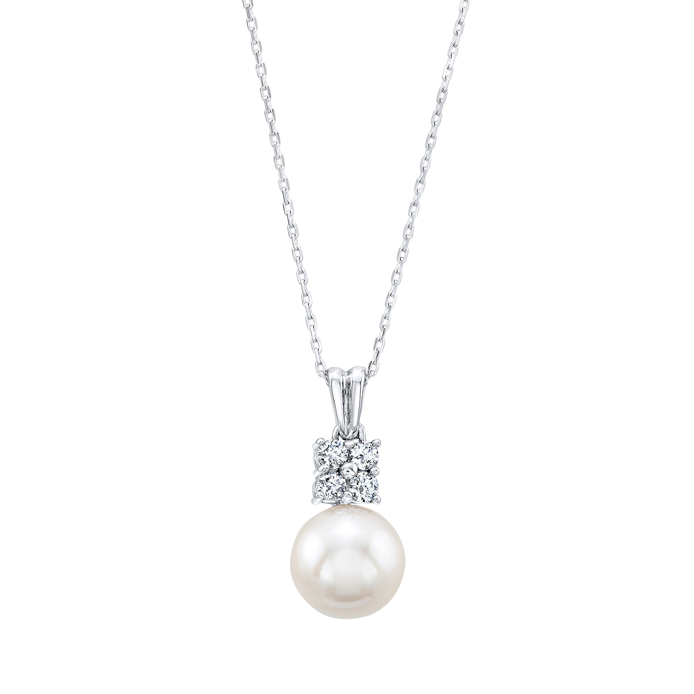 7.5 - 8 mm Cultured Akoya Pearl and Diamond Pendant (0.09 ctw)