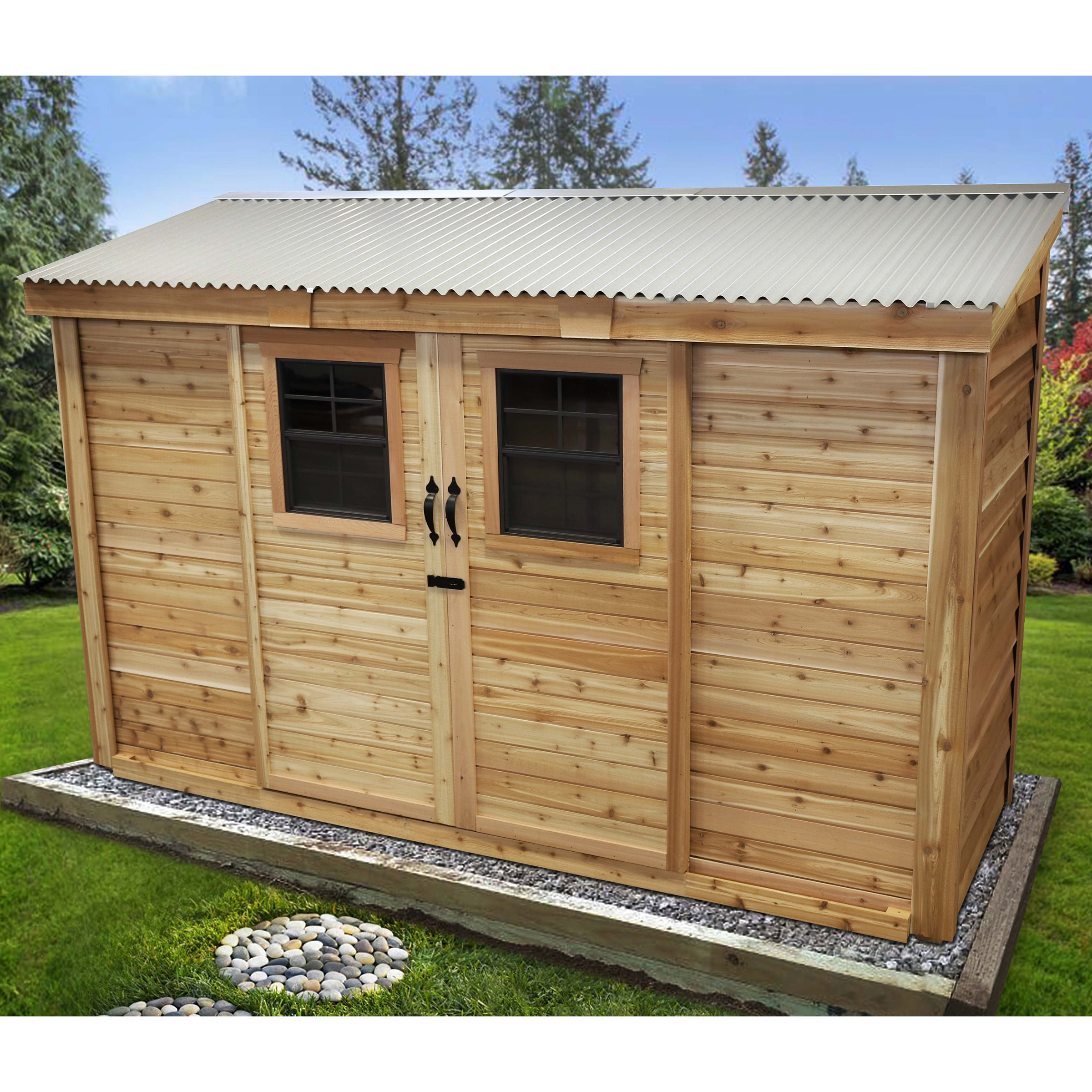 Space Saver Garden Shed 12 ft. x 4 ft. with Sliding Doors and Metal Roof