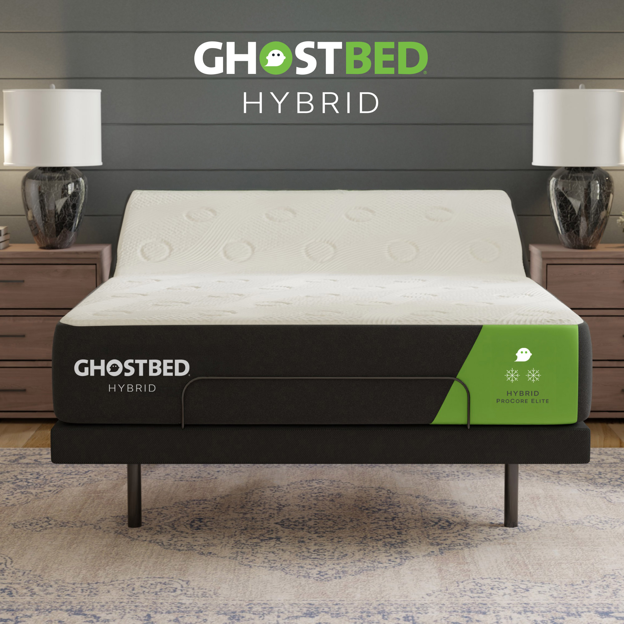 GhostBed Hybrid II 33 cm (13 in.) Gel Memory Foam Mattress with Adjustable Base