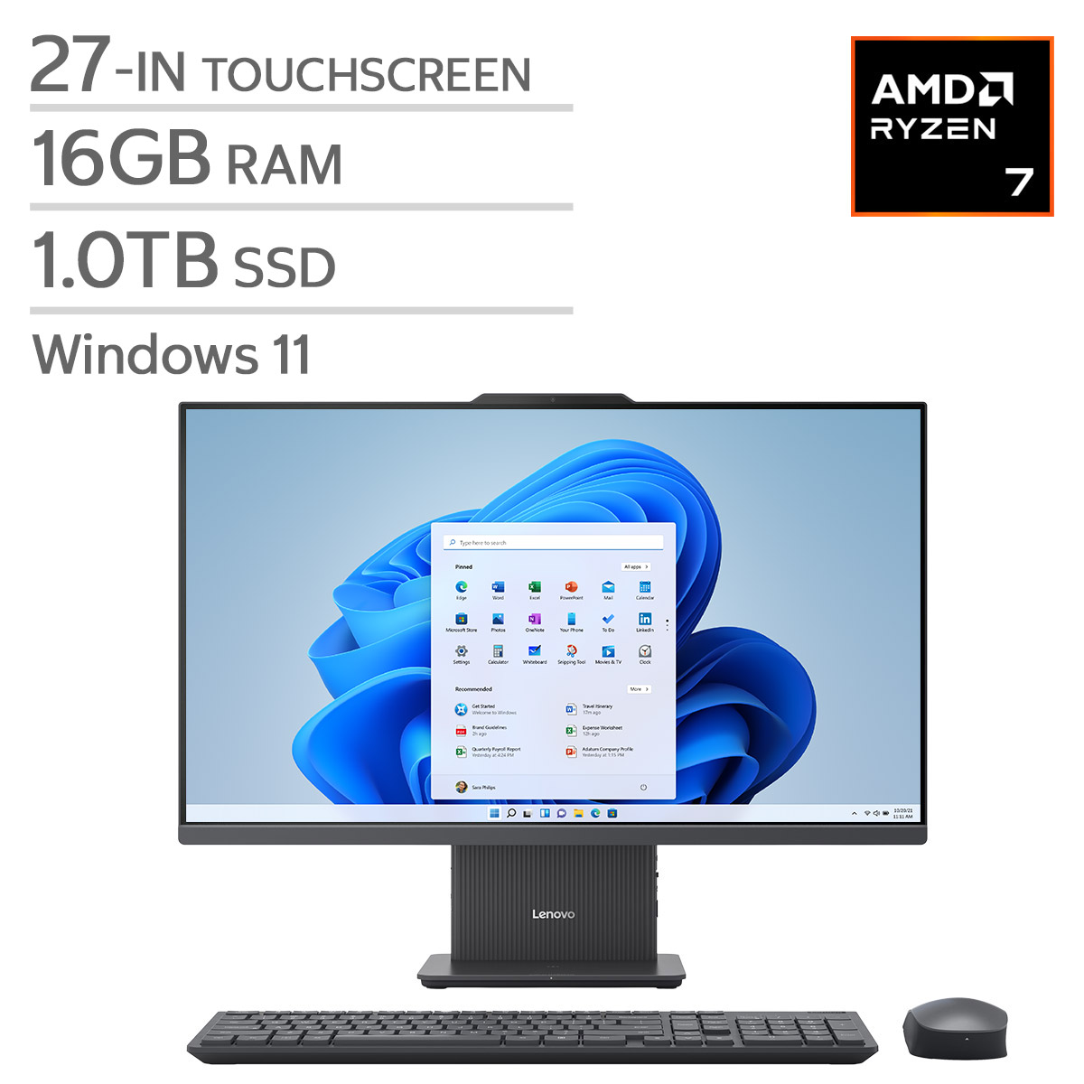 Lenovo IdeaCentre 27-in All-in-One Touchscreen Desktop, AMD Ryzen