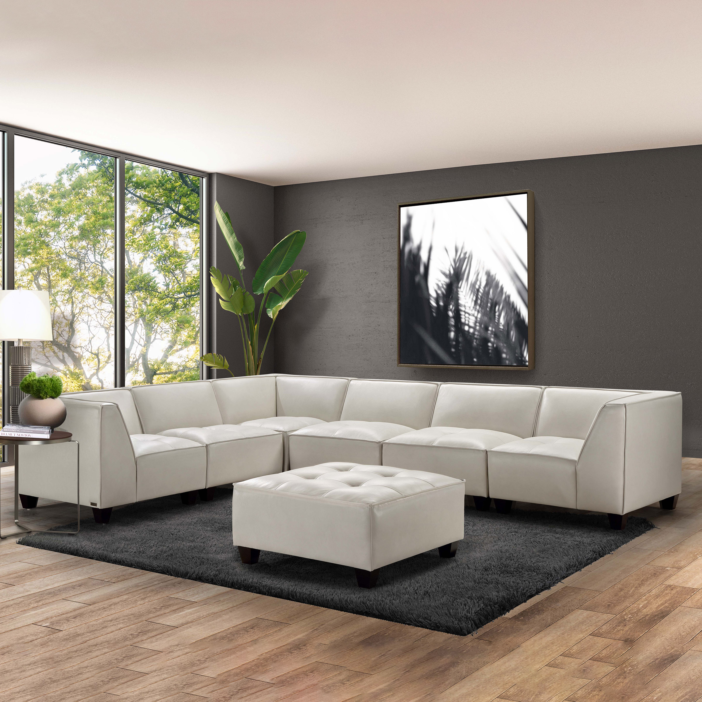 Wallingford 7-piece Leather Modular Sectional with Ottoman | Costco