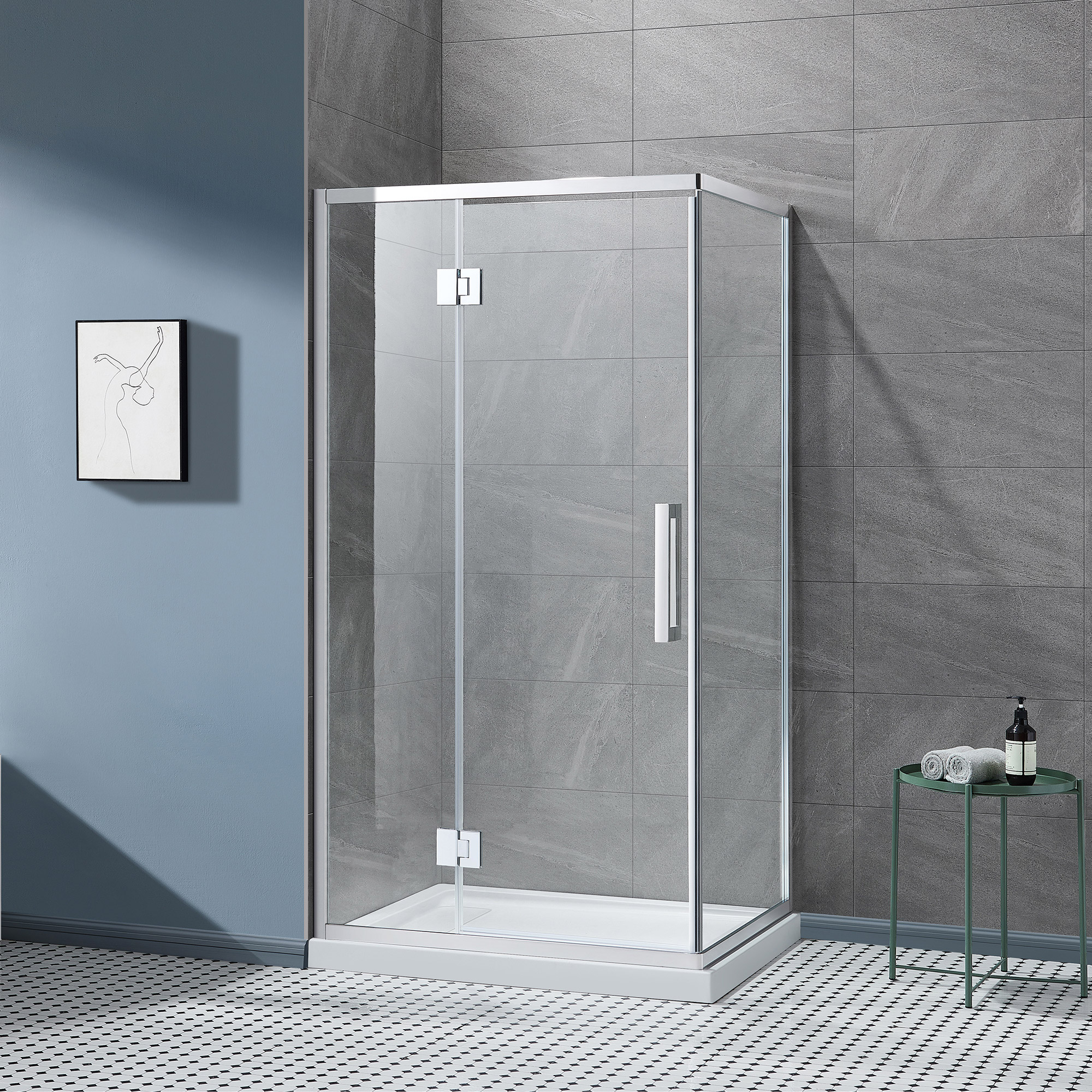 OVE Nicole 42 in. Corner Shower Enclosure with Base