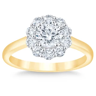 Round Brilliant 1.18 ctw VS2 Clarity, I Color Diamond 14kt Two Tone Gold Ring, Size 7