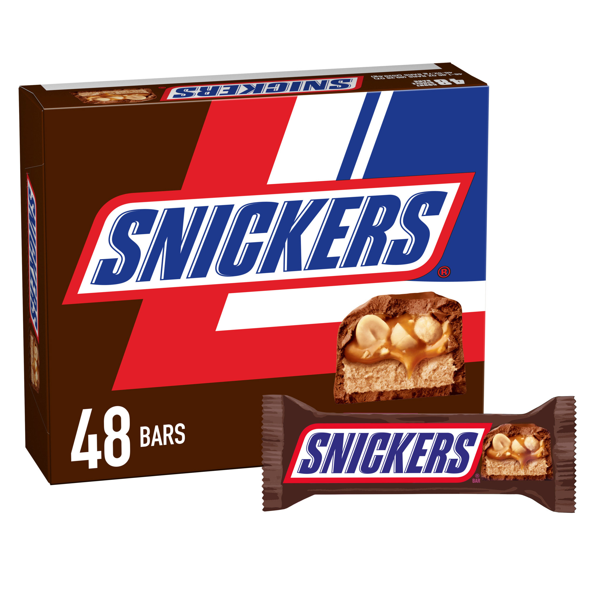 Snickers Chocolate Candy Bars  Full Size  1.86 oz  48-count