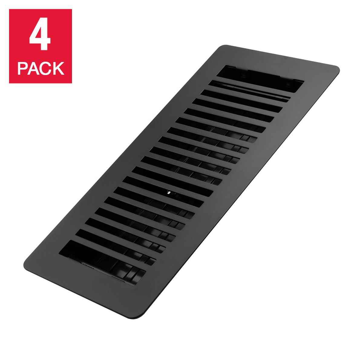 Manor House Textured Black, Low Profile Slotted Design Floor Registers, 4-pack